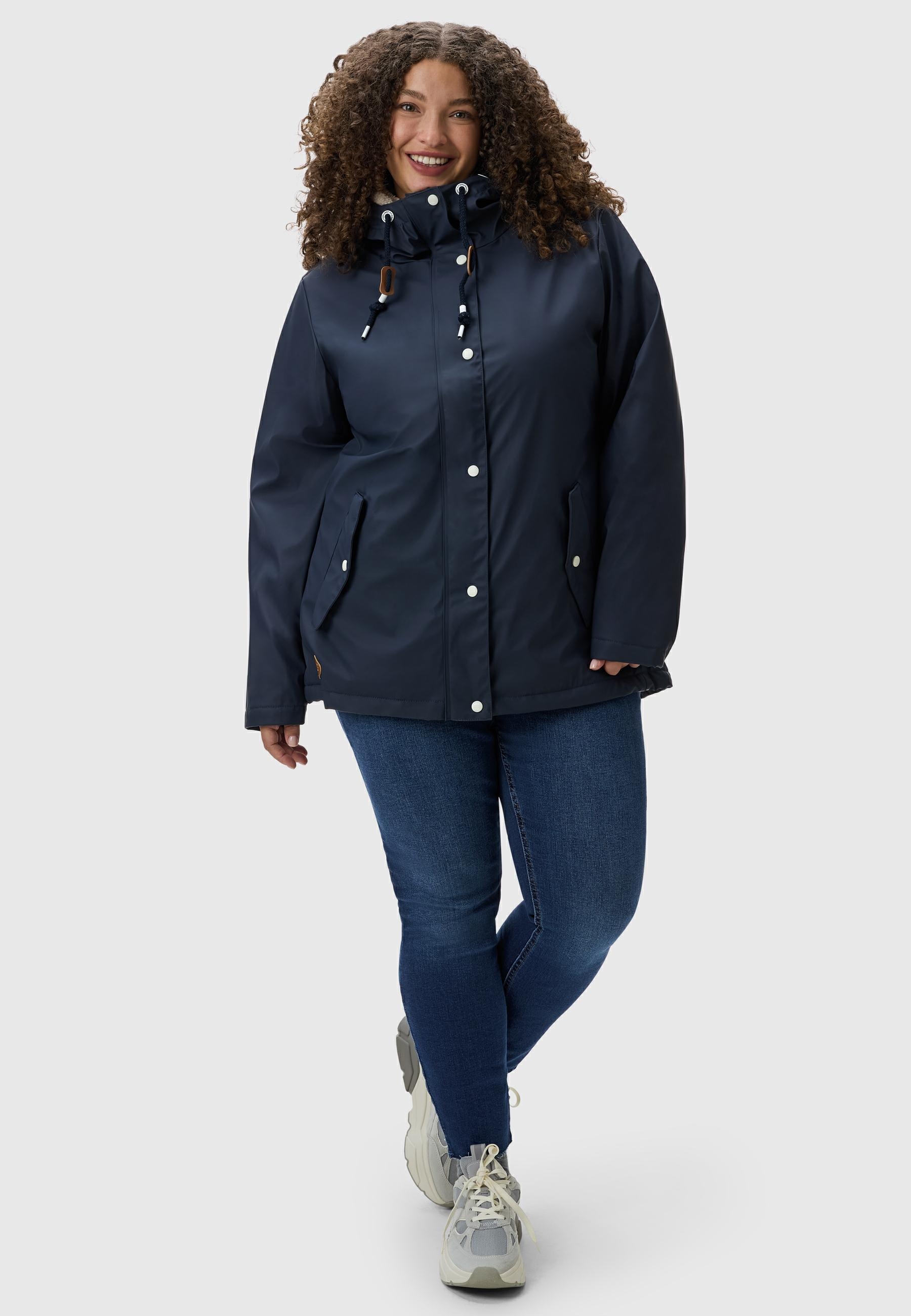 Ragwear Regenjacke »Regenjacke Marge«, mit Kapuze, warm gefütterter Damen Winter Regenmantel