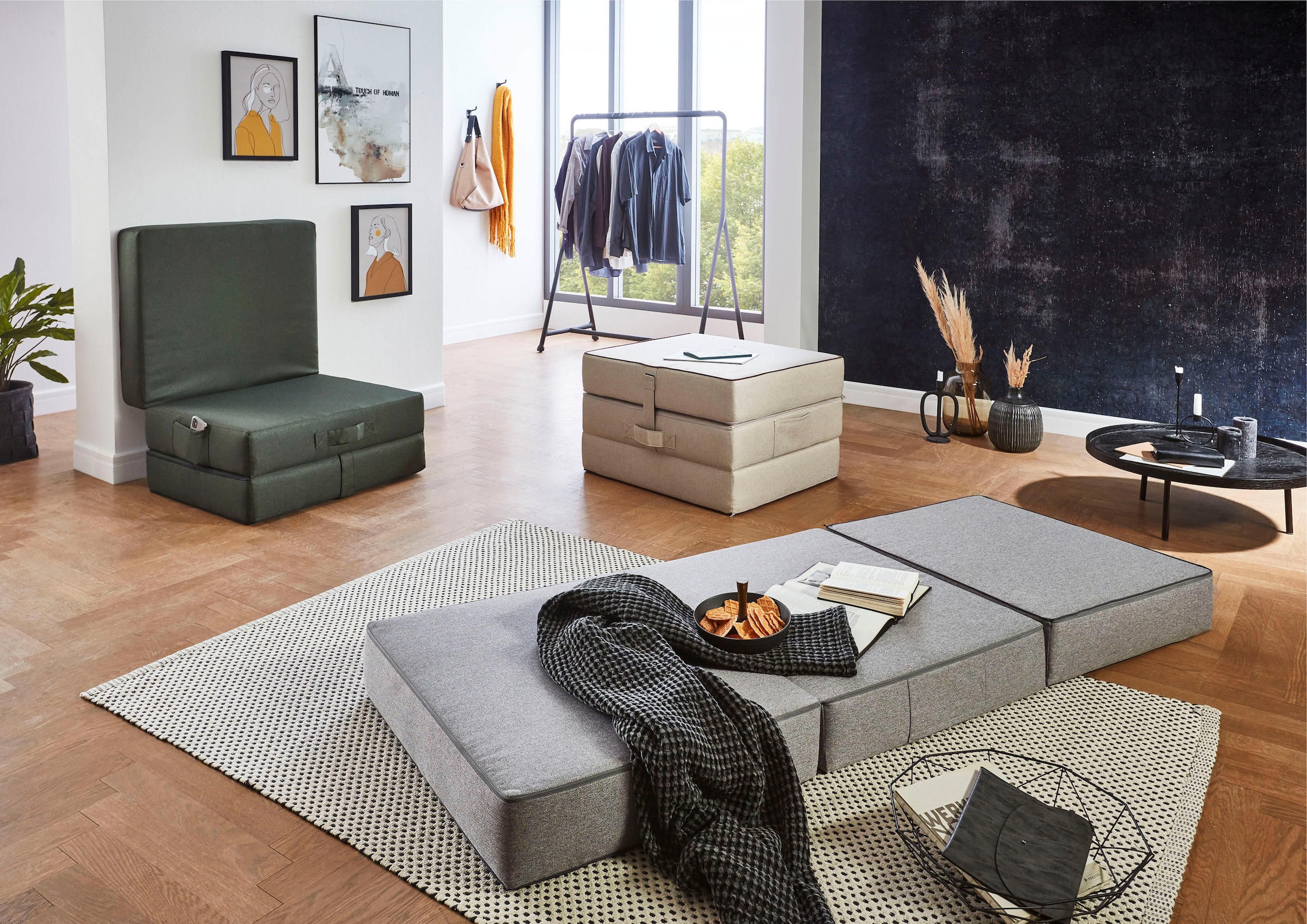 ATLANTIC home collection Sessel »Larry« Sessel als Faltmatratze mit Gästebettfunktion