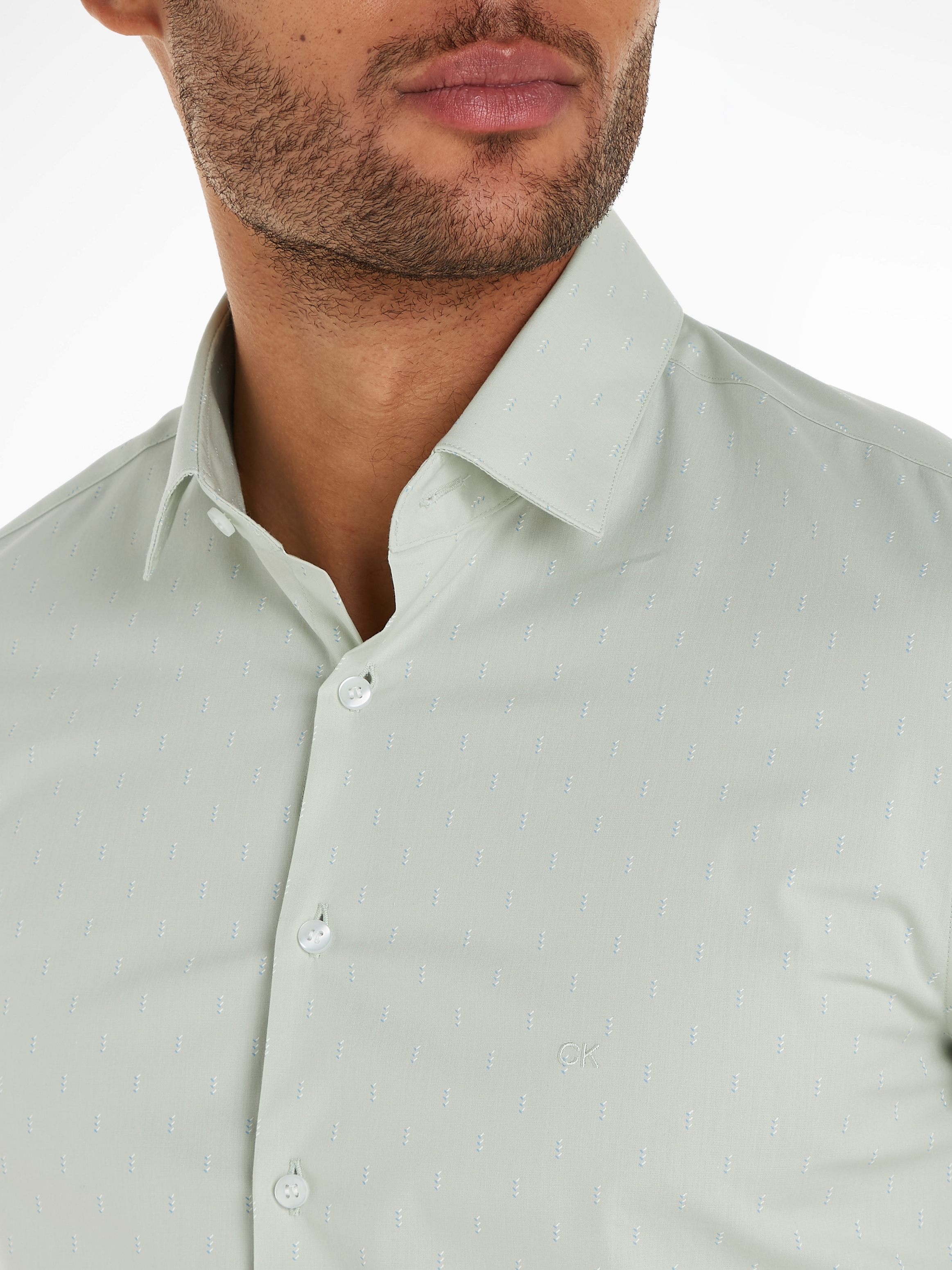 Calvin Klein Langarmhemd »POPLIN LEAF PRINT SLIM SHIRT«