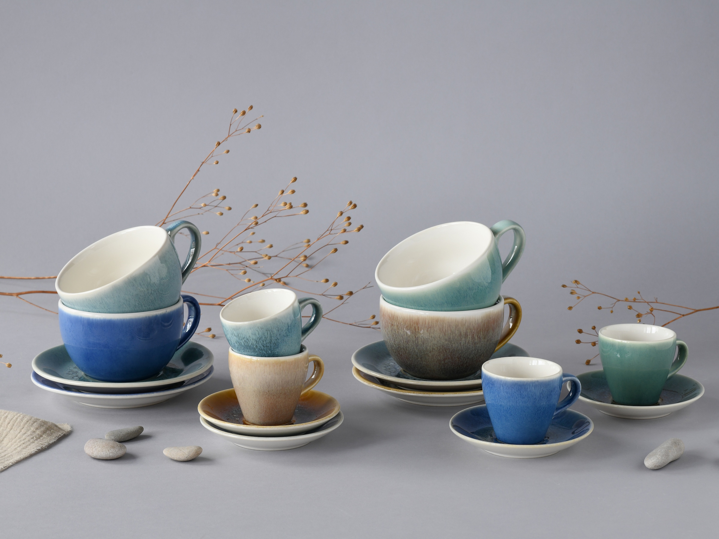 CreaTable Tasse »Caldera Mix, Bistrotassen-Set, 16-tlg.« Reaktivglasur