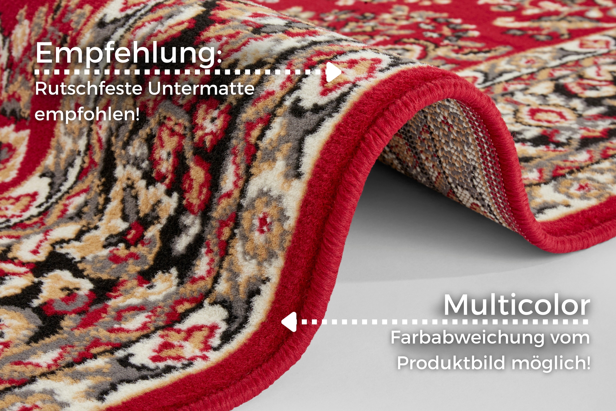 HANSE Home Teppich »Halton«, rechteckig, 8 mm Höhe, Kurzflor, Orient-Optik, mit Bordüre, Läufer, pflegeleicht, gekettelt