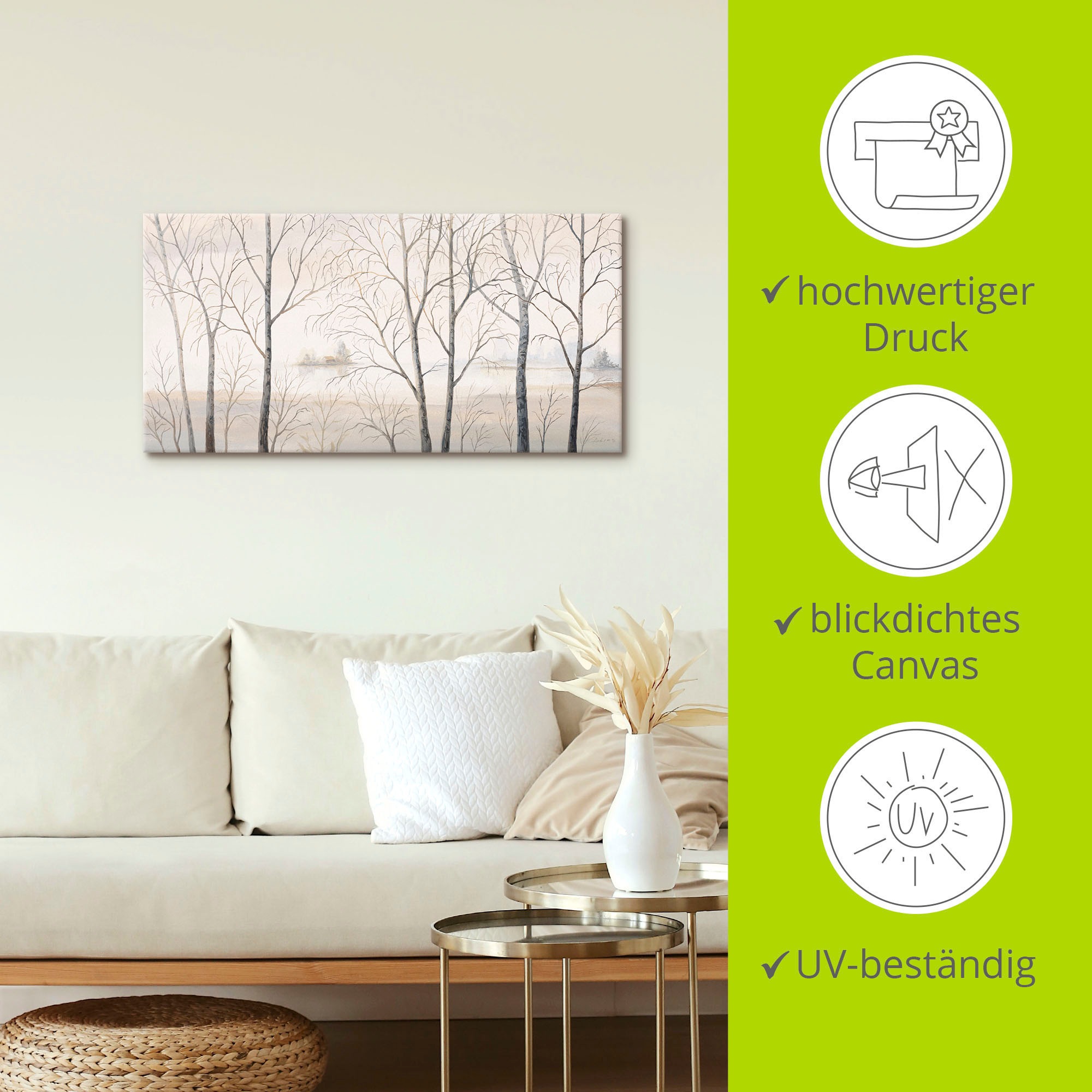 Artland Wandbild »Seeufer am Wald I«, Gewässer, (1 St.), als Alubild, Outdoorbild, Leinwandbild in verschied. Größen