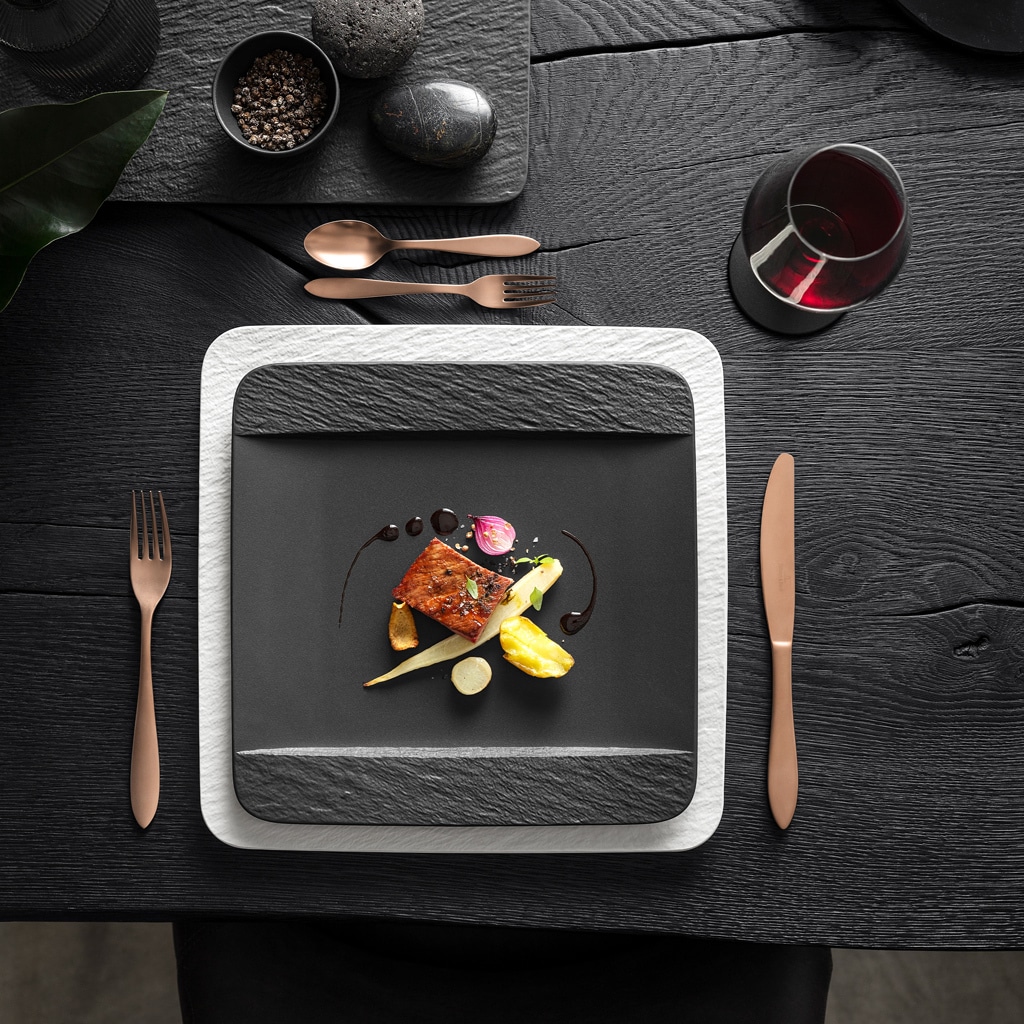 Villeroy & Boch Speiseteller »Speiseteller quadratisch Manufacture Rock 28 x 28 cm 6er Set schwarz«