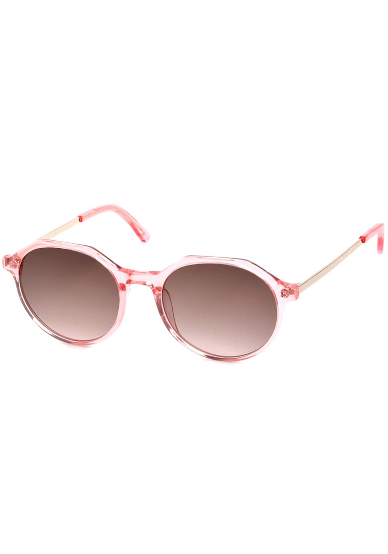 Sonnenbrille, Damen-Sonnenbrille, Pantoform, Vollrand, Materialmix