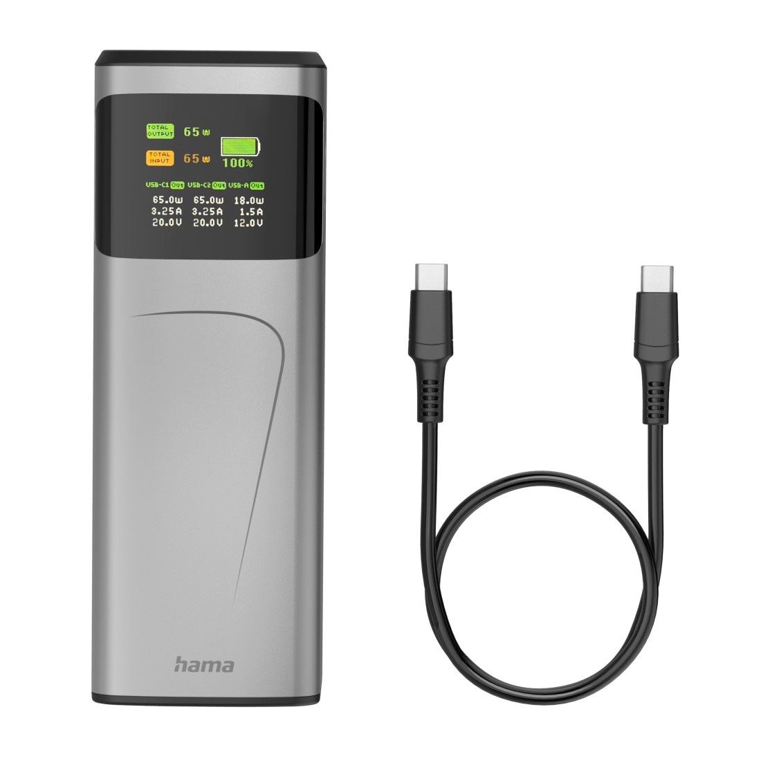 Hama Powerbank »Powerbank (65 W, 20000 mAh, 2x USB-C, 1x USB-A, Schnellladen)«