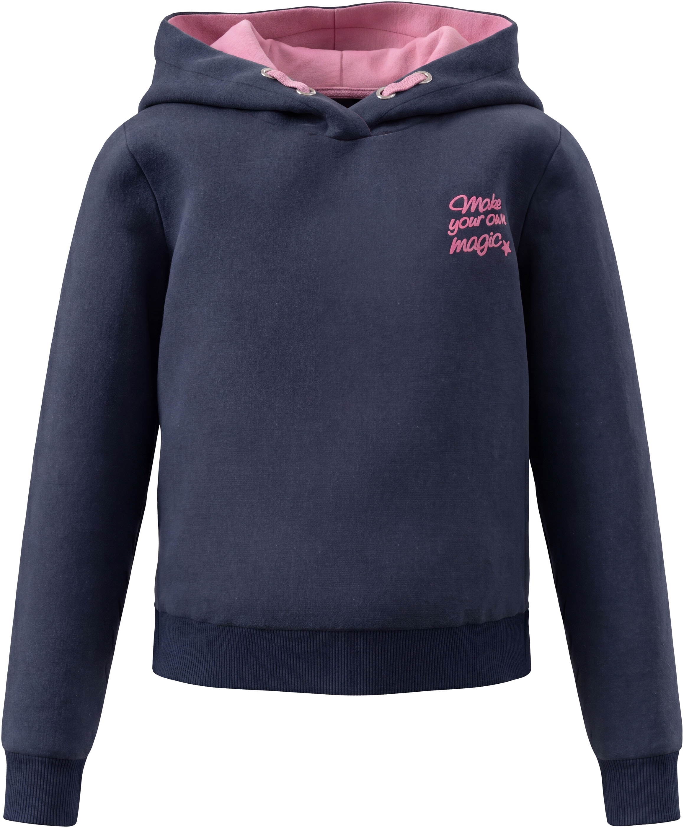 KIDSWORLD Kapuzenshirt »Slogan Hoodie: MAKE YOUR OWN MAGIC« Shirt mit Front- und Rückendruck, kurze Schnittform, Statement-Print