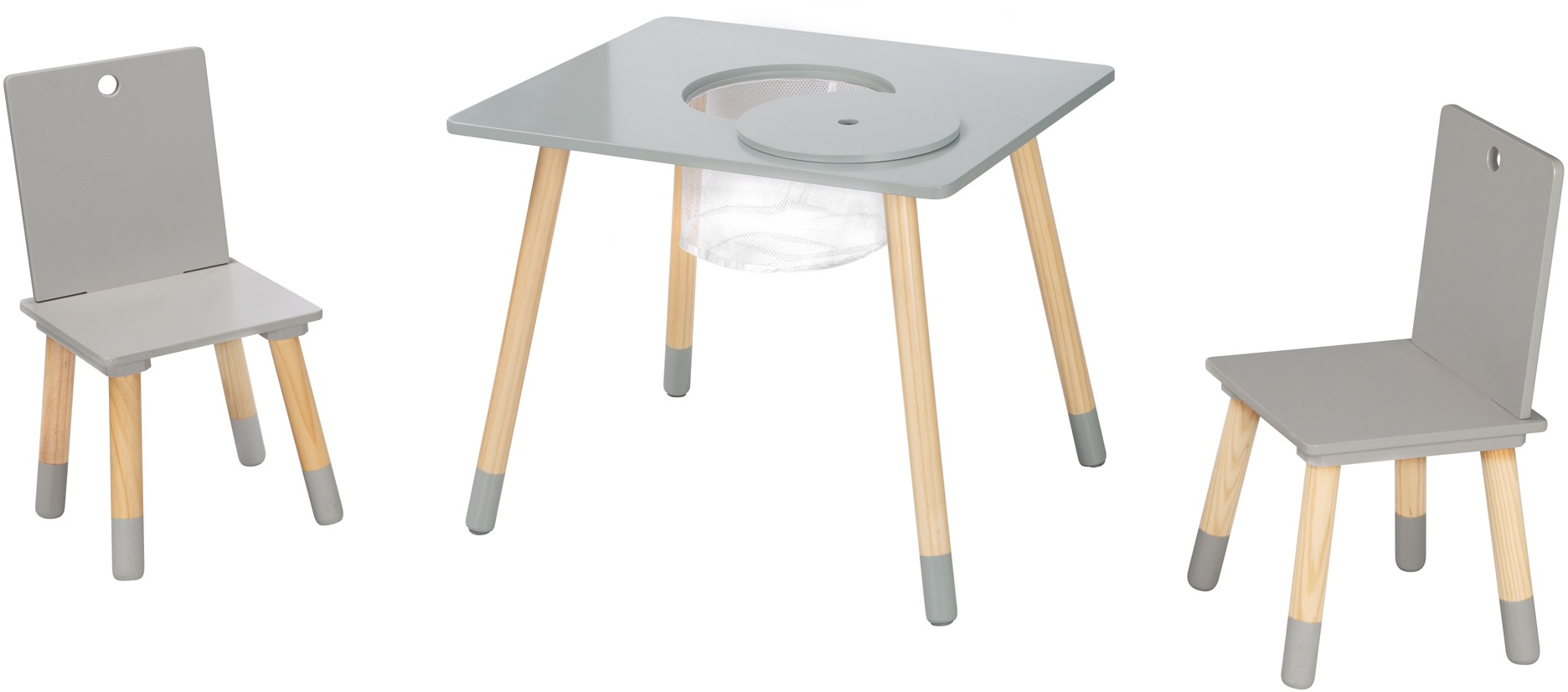 roba® Kindersitzgruppe »Sitzgruppe OTTO kaufen grau«, aus Holz mit Aufbewahrungsnetz, bei
