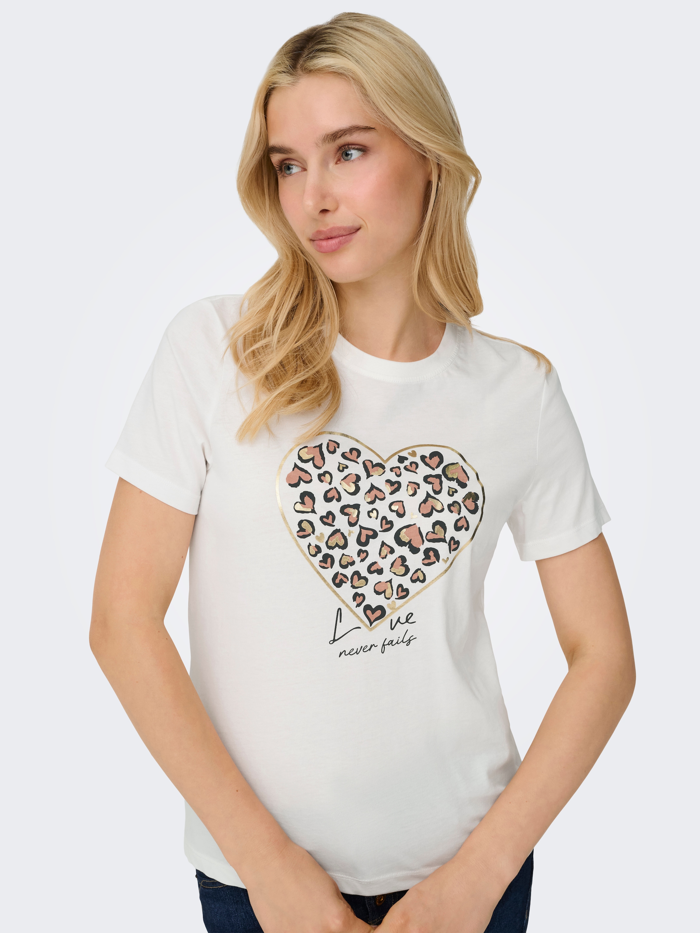 ONLY Kurzarmshirt »ONLTANYA LIFE REG S/S LEO PRINT TOP JRS«
