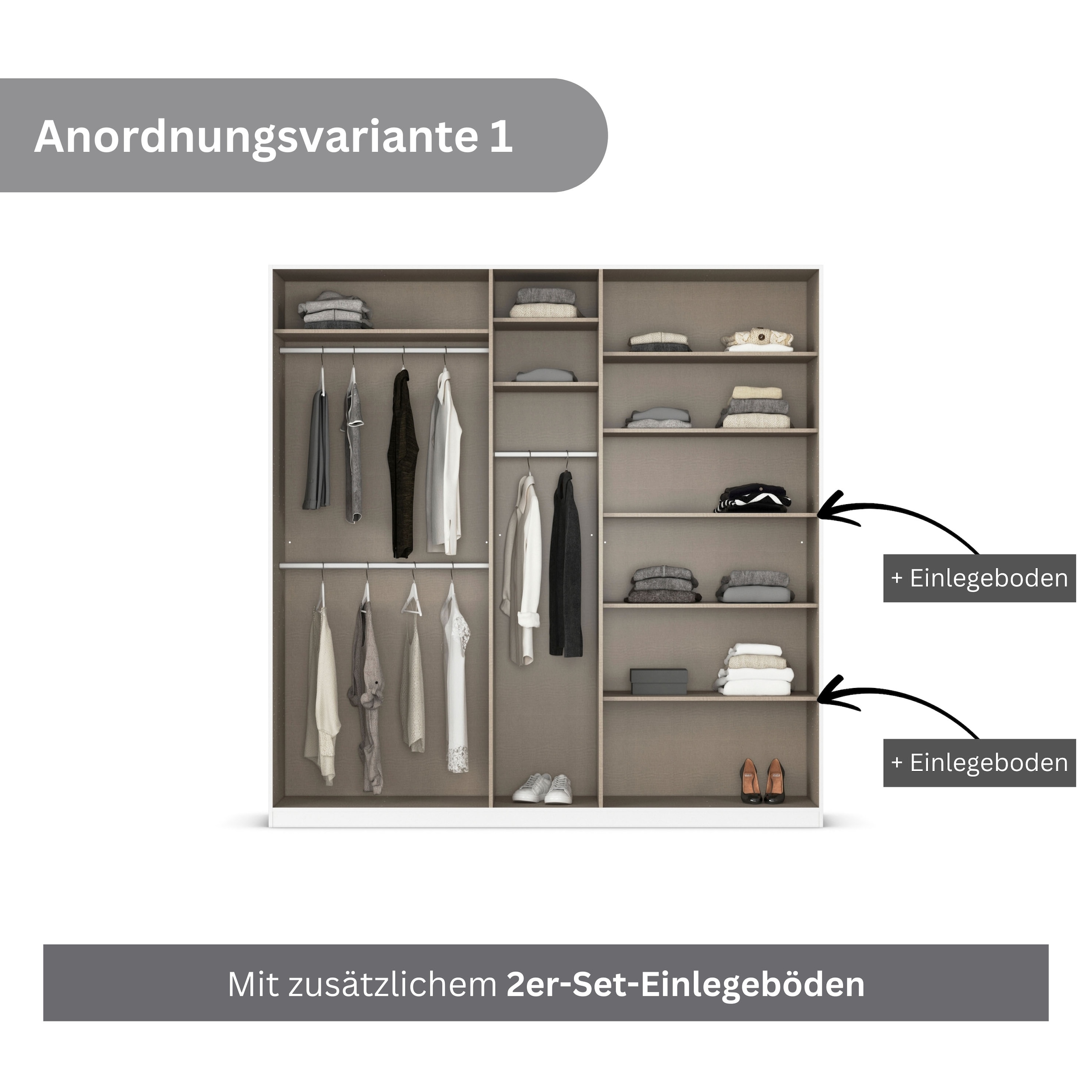 rauch Drehtürenschrank »Kleiderschrank Schrank Garderobe AGORDO TOPSELLER Schlafzimmer«, (in zwei Griff-Farben, Breiten 91-360 cm, Dekor- oder Hochglanzfront), durchdachte Innenausstattung, in 7 Breiten und 2 Höhen MADE IN GERMANY