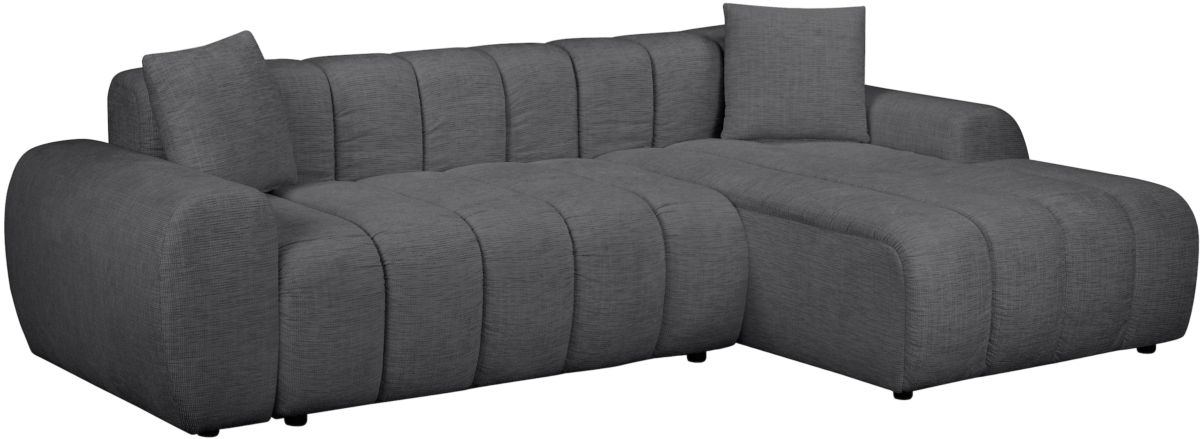 OTTO home Ecksofa »LAURRENT Feinstruktur L-Form, 246 cm« Schlaffunktion (123/191cm), Bettkasten, Taschenfederkern und Topper