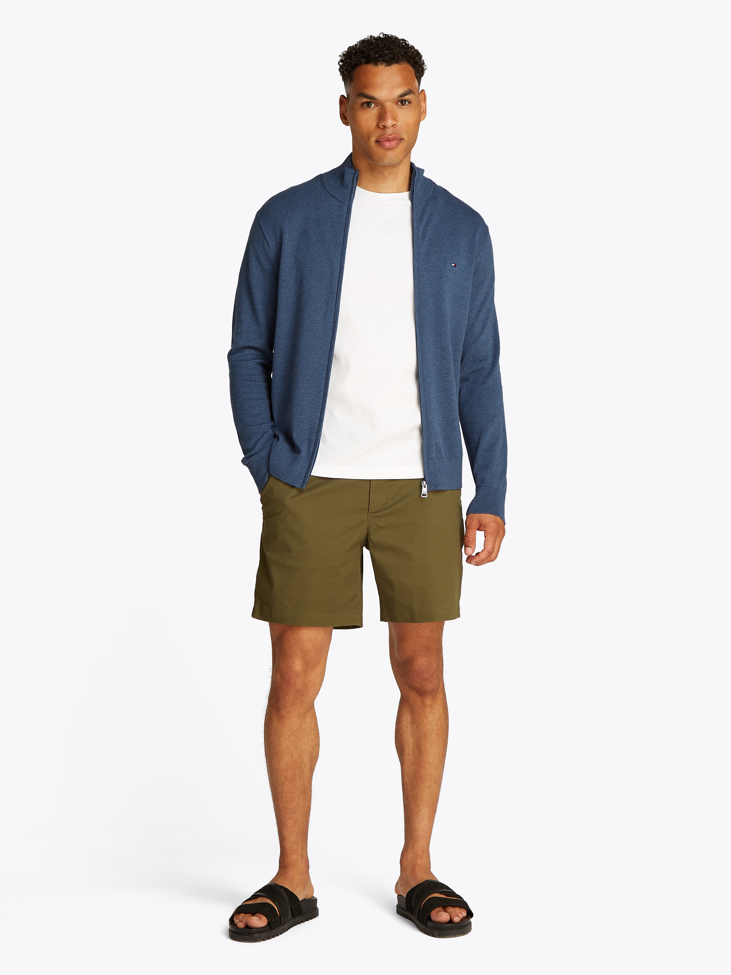 Tommy Hilfiger Strickjacke »ESSENTIAL COTTON ZIP THRU«, mit Logostickerei