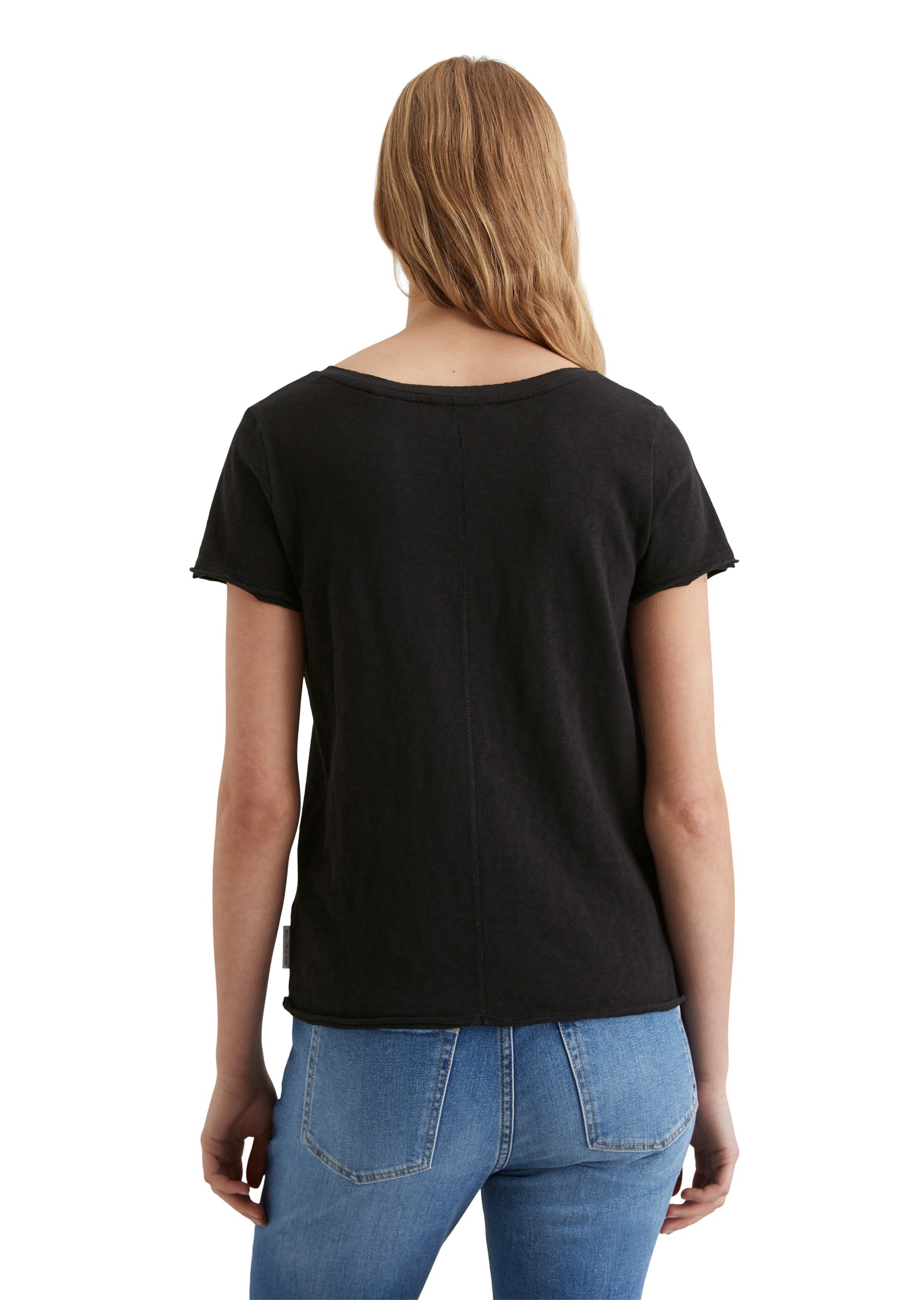 Marc O'Polo DENIM T-Shirt mit  abgerundetem V-Neck
