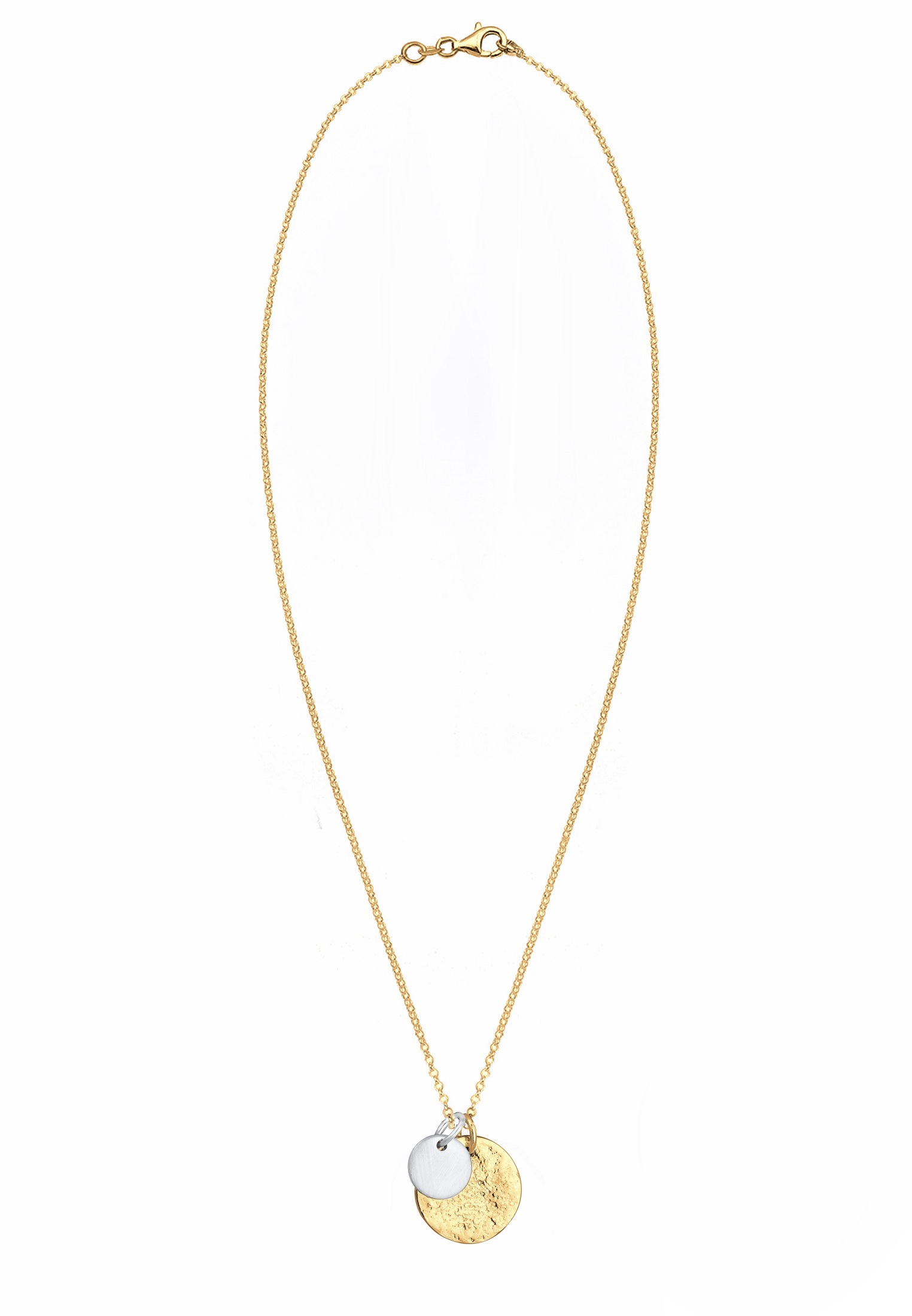 Elli Kette mit Anhänger »Halskette Plättchen Münzen Organic Look 925 Silber«