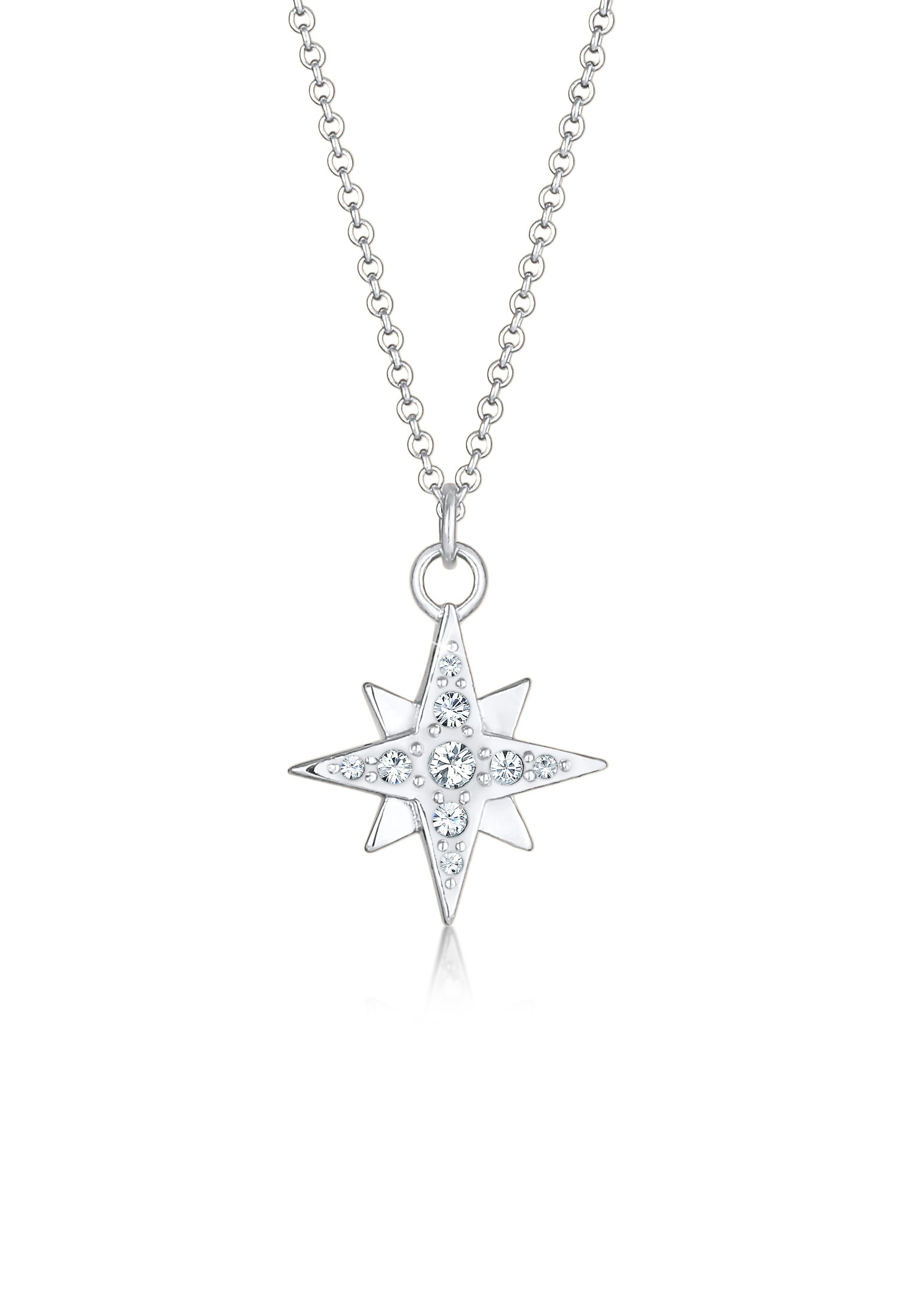 Nenalina Silberkette »Halskette Stern Astro Kristalle 925 Silber«