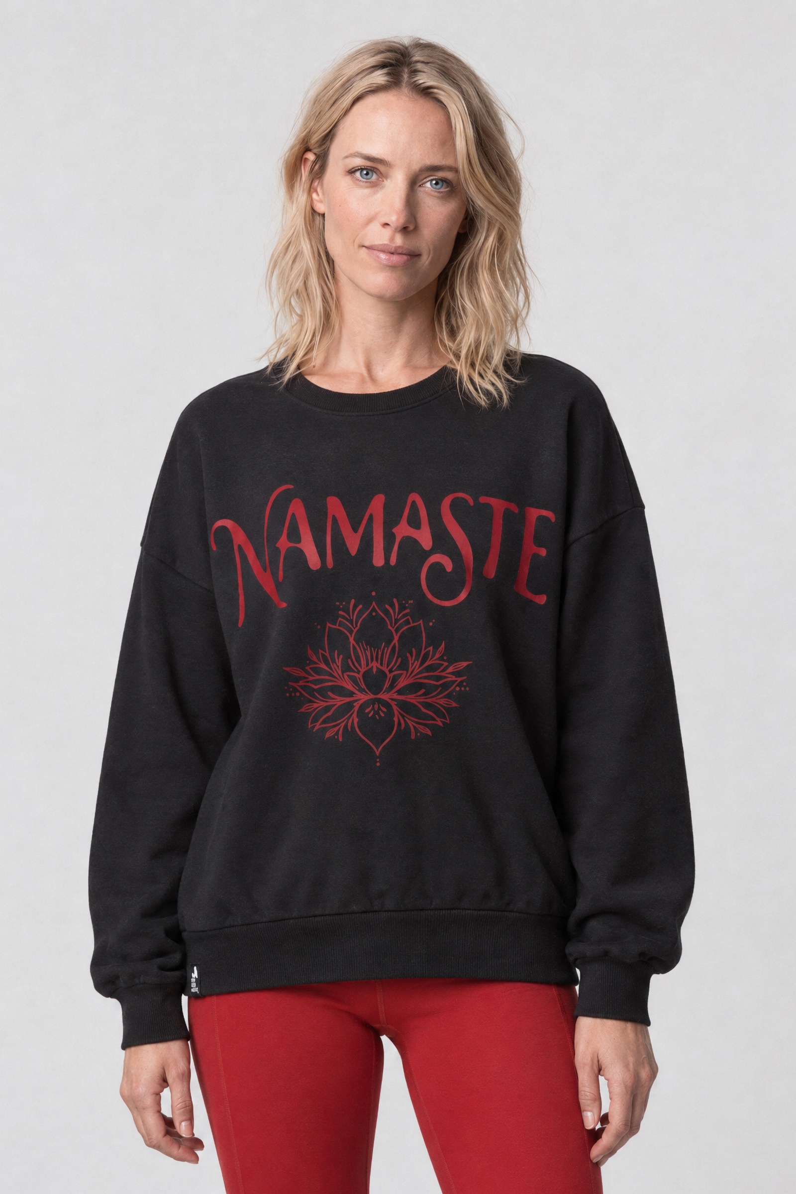 Alife & Kickin Sweatshirt , Lotusblüte unter dem NAMASTE-Schriftzug, breite Rippbündchen

