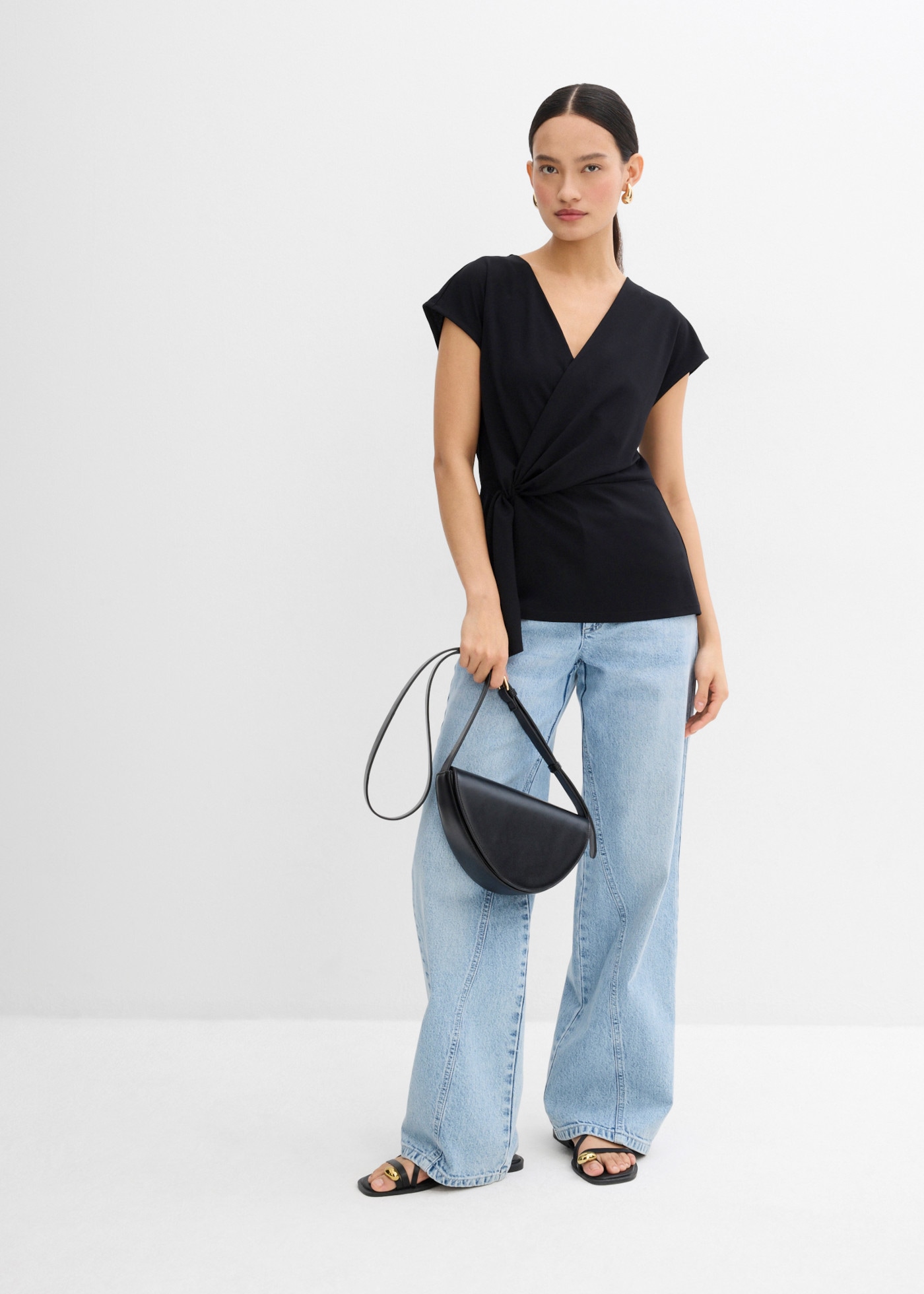 bonprix Shirttop ärmelloses Design, mit V-Ausschnitt, Slim Fit Passform