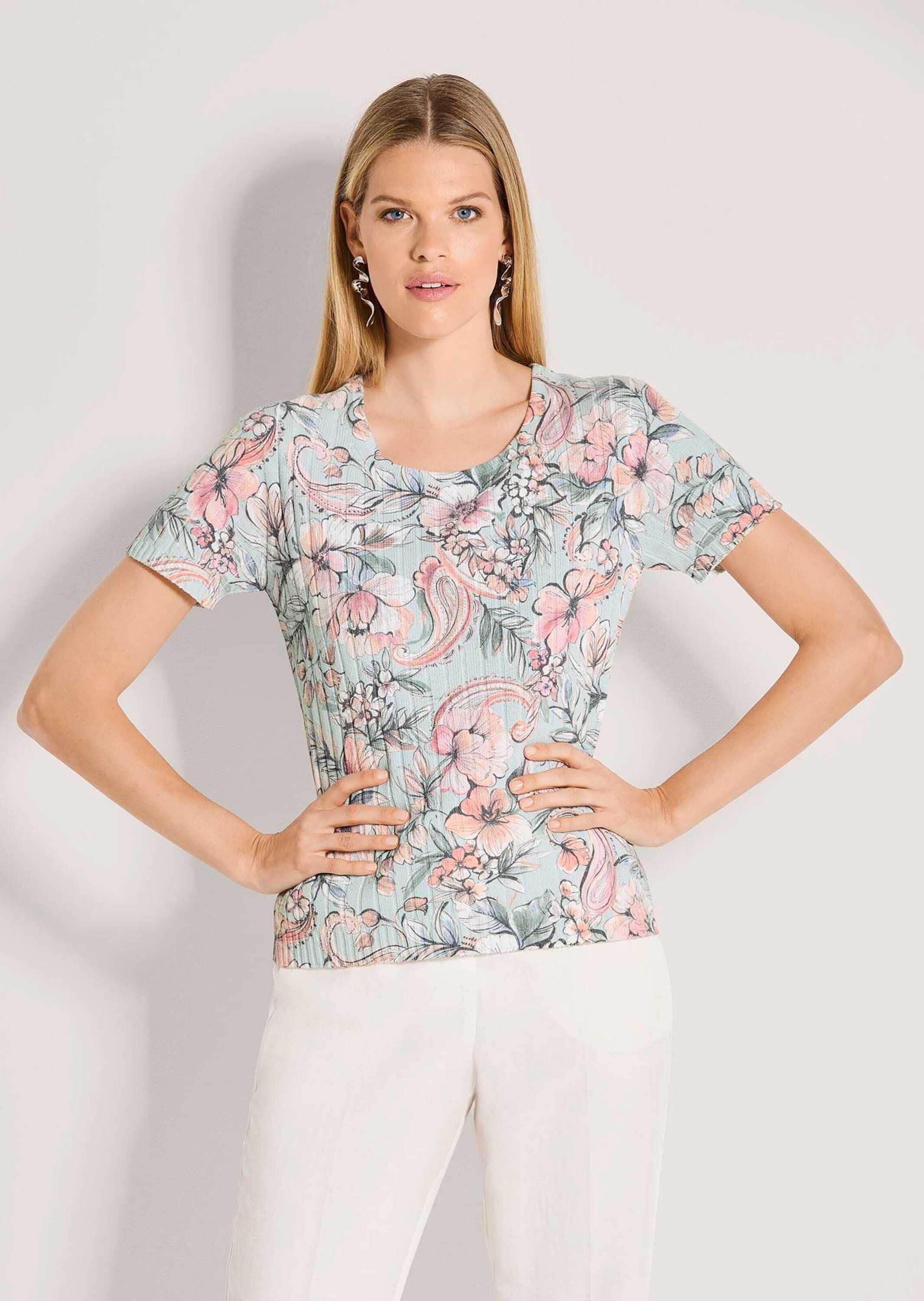 MADELEINE Longpullover »Strickshirt Sommerpullover mit floralem Print« Allover-Print