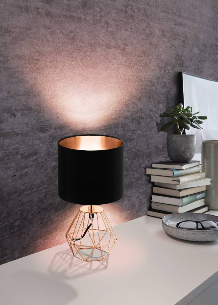 EGLO Tischleuchte »CARLTON 2«, 1 flammig, Leuchtmittel E14 | ohne Leuchtmittel-ohne Leuchtmittel, Nachttischlampe, Vintage, Metall, Stoff, Drahtgeflecht, 30,5x16,5cm