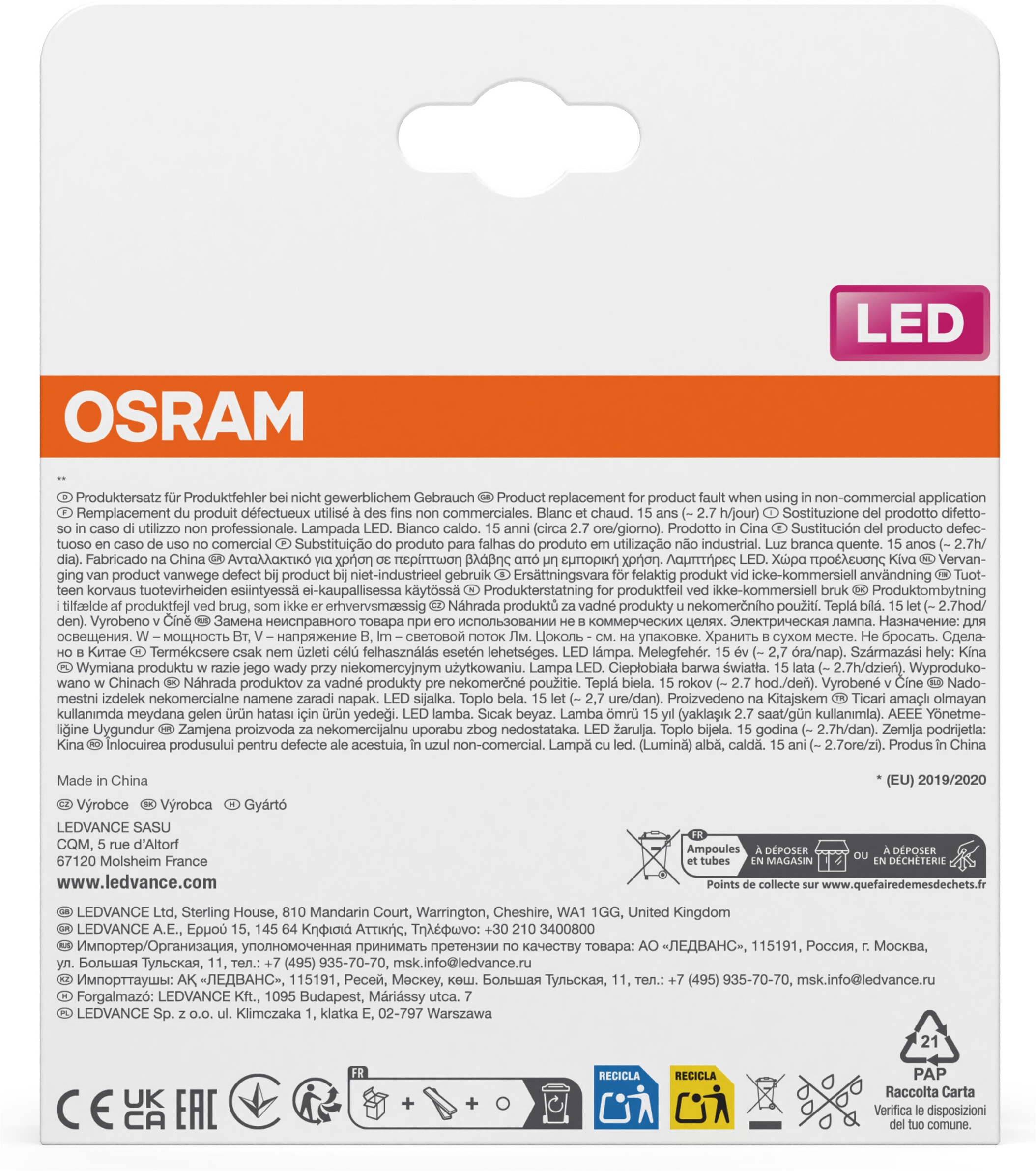 Osram LED-Leuchtmittel »LED-Lampe Star Kolbenform A60« E27 2 Stk. Warmweiß