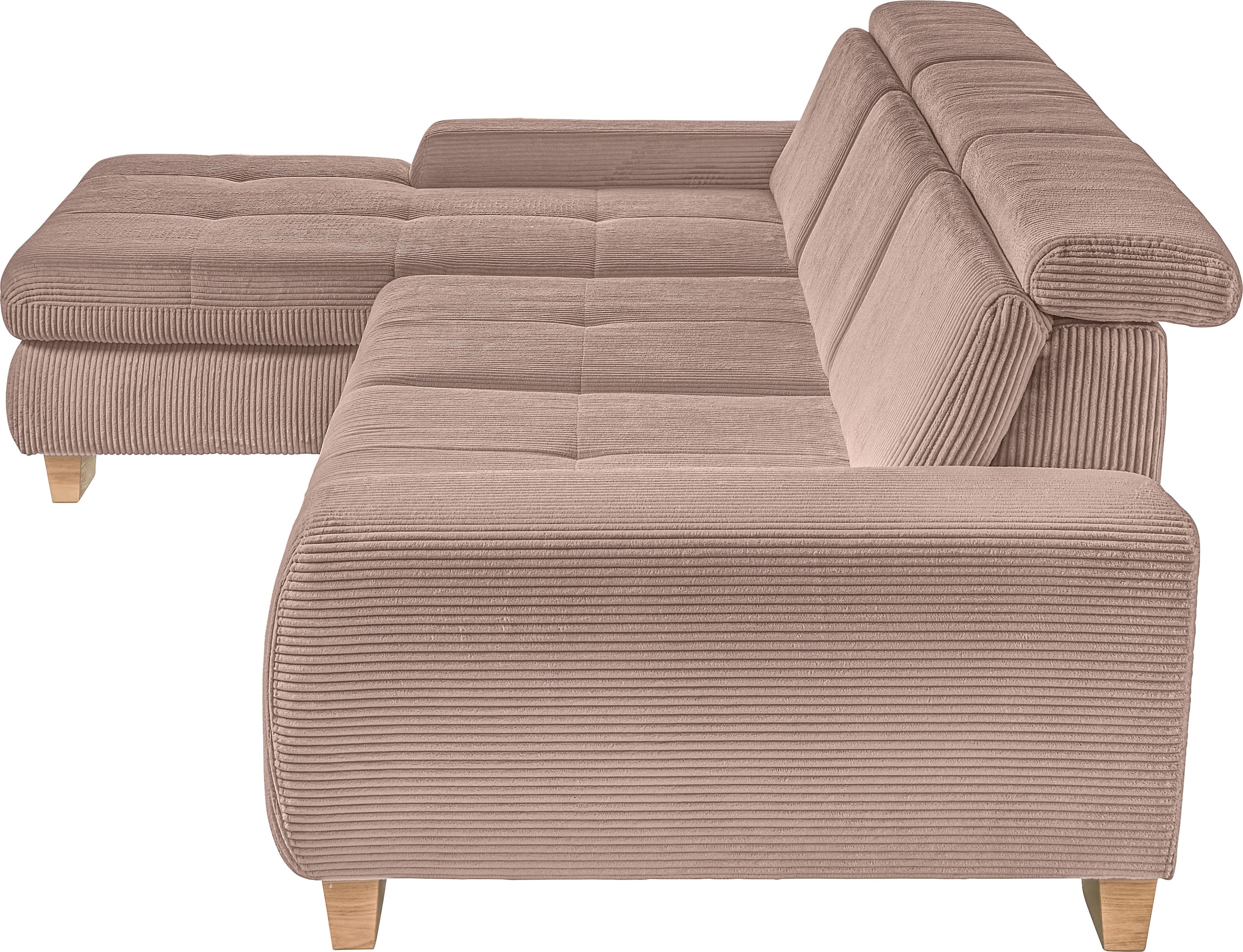 set one by Musterring Ecksofa whlw. mit Funktion, Kaltschaum, in Cord, rose, Sitzhöhe 49