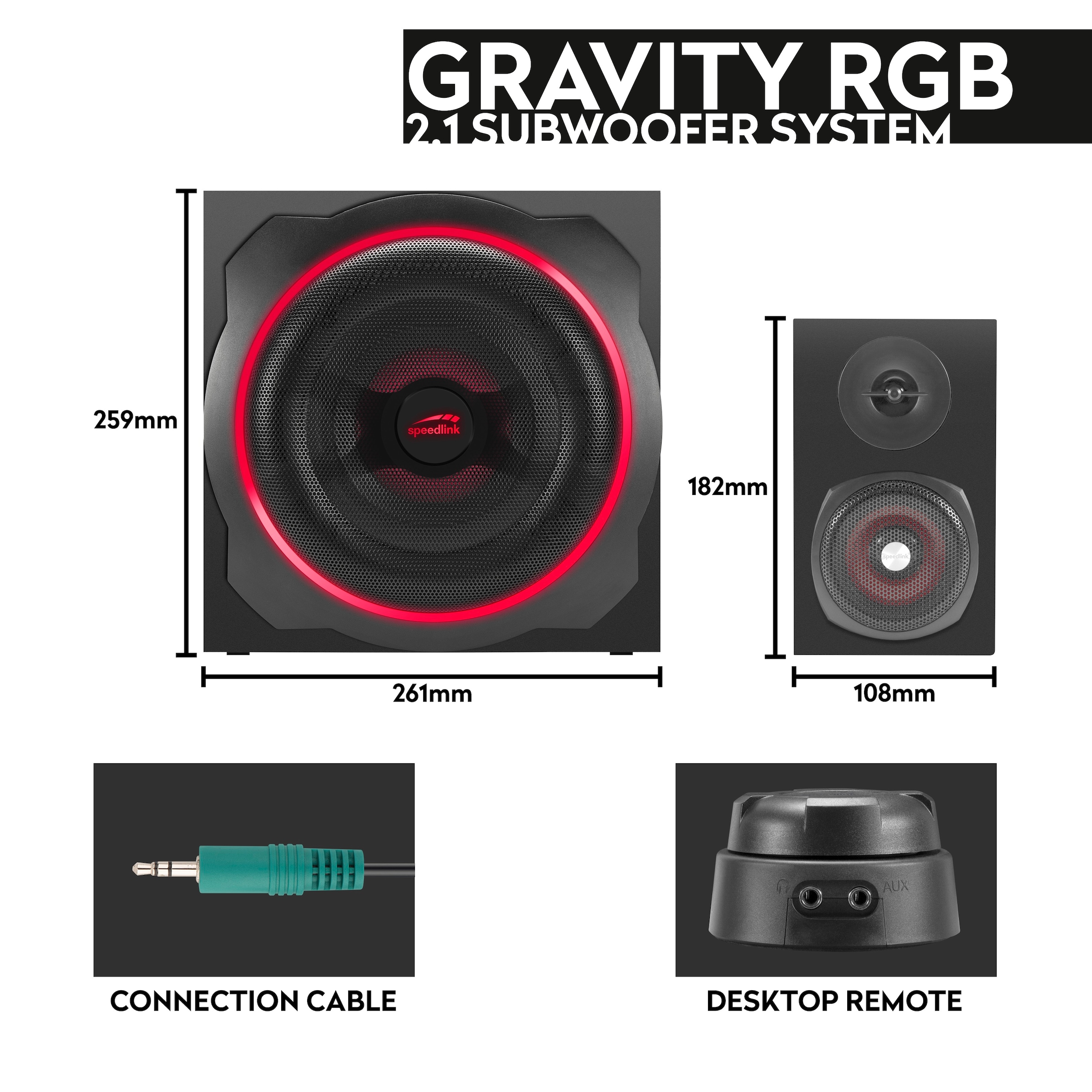 Speedlink 2.1 Soundsystem »GRAVITY RGB«, Bluetooth