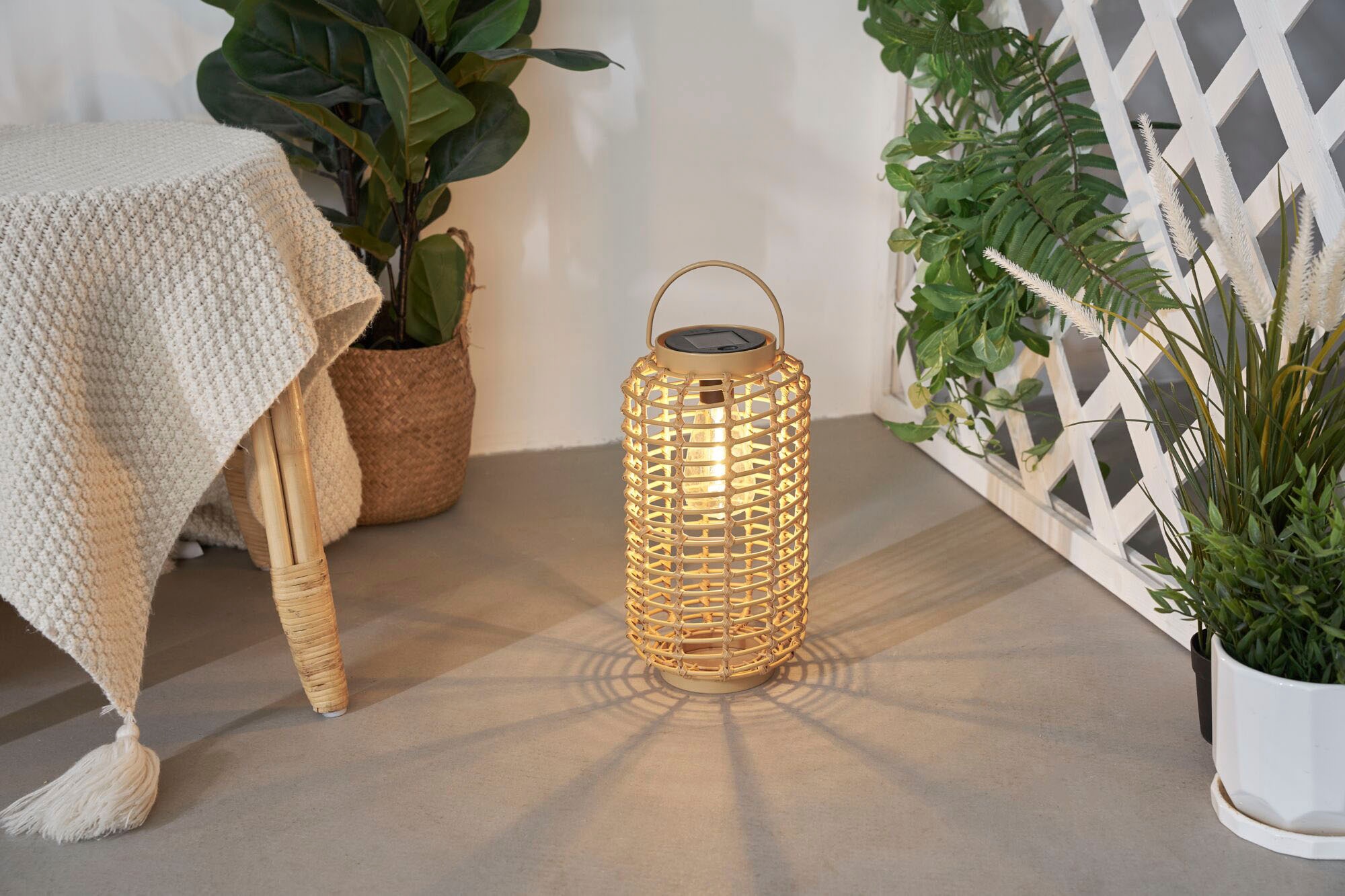 Pauleen LED Laterne »Sunshine Darling Solarlaterne Beige Rattan/Metall/Kunststoff«, 1 flammig, Solar