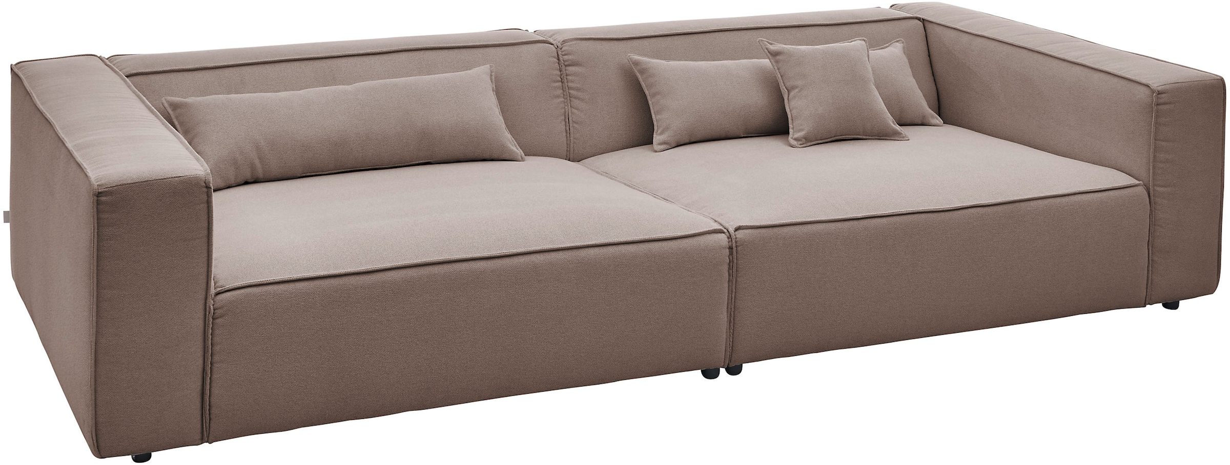 LeGer Home by Lena Gercke 3-Sitzer »PIARA, XXL Sofa mit Kedernaht, Big-Sofa in Cord oder Leinenoptik«, schwarze Füße, bequemer Sitzkomfort, extra tiefe Sitzfläche