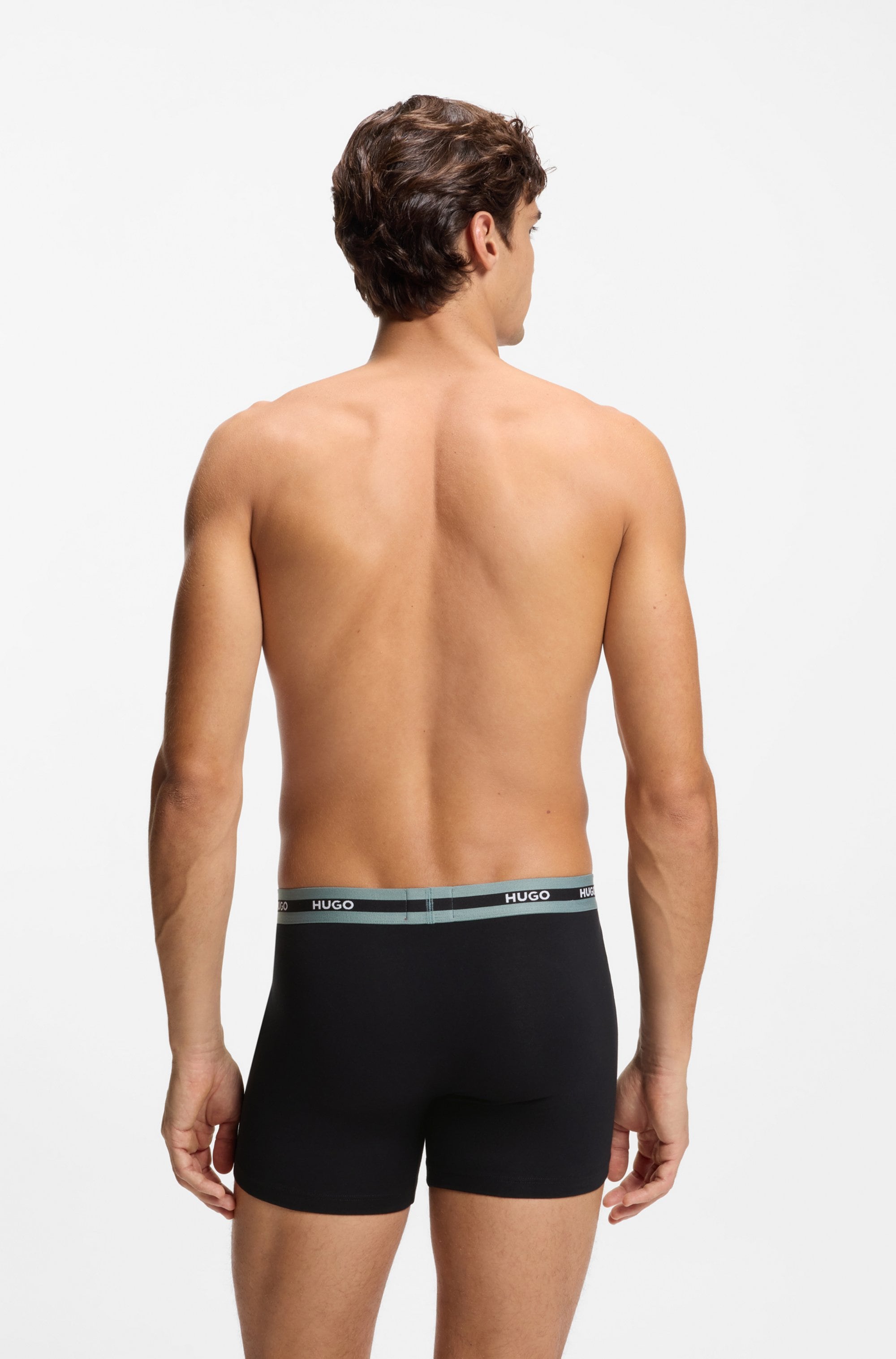 HUGO Underwear Trunk »BOXERBR TRIPL PLANET« kontrastfarbener Bund mit Logo