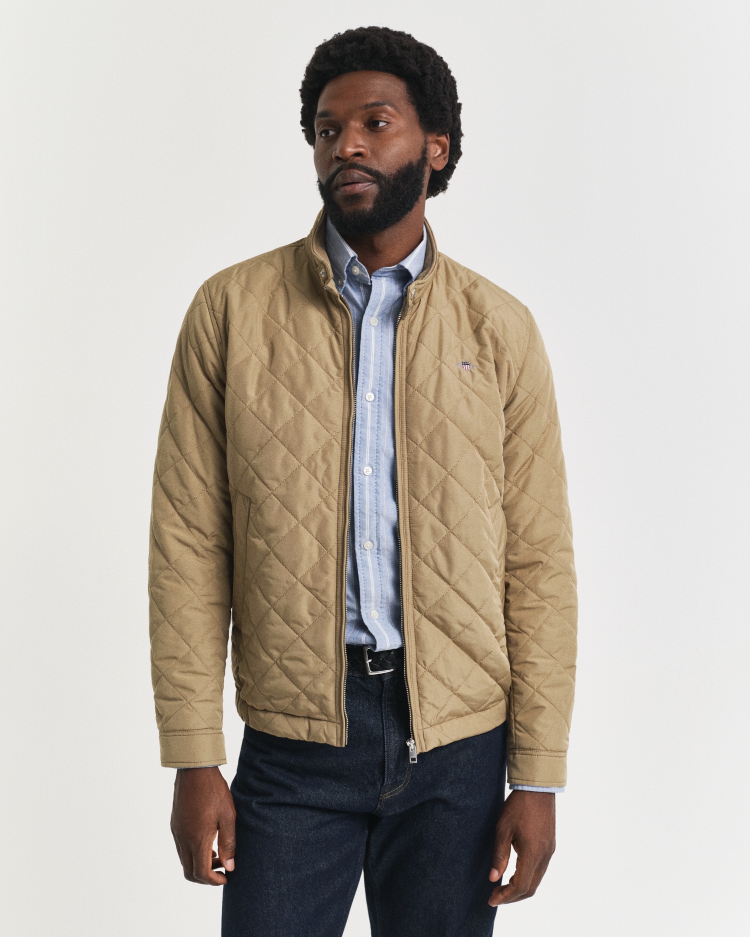 Gant Herren Steppjacke »QUILTED WINDCHEATER« mit Rautensteppung in beige, Größe L