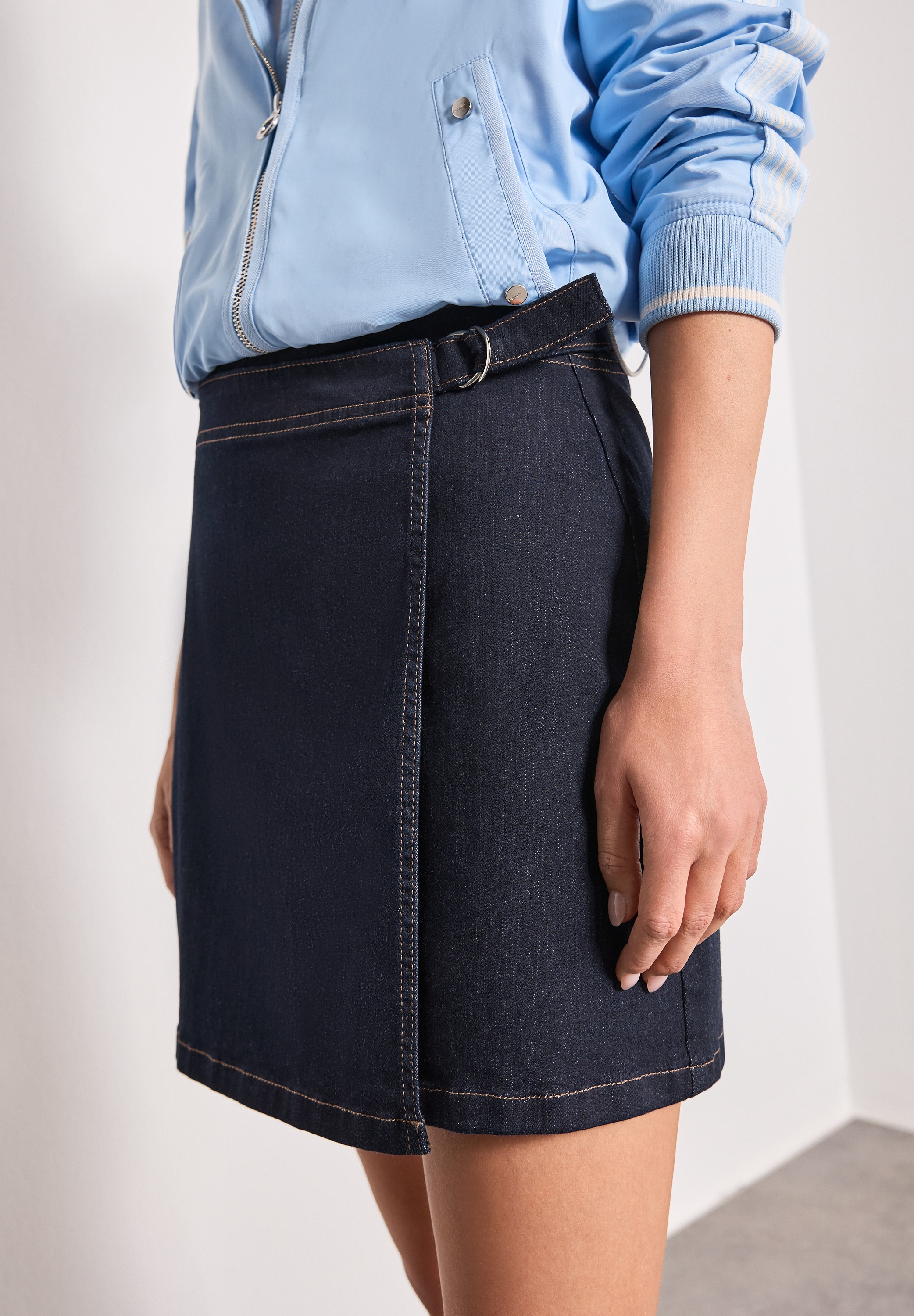 STREET ONE Jeansrock Sommer Denim Rock in Wickeloptik