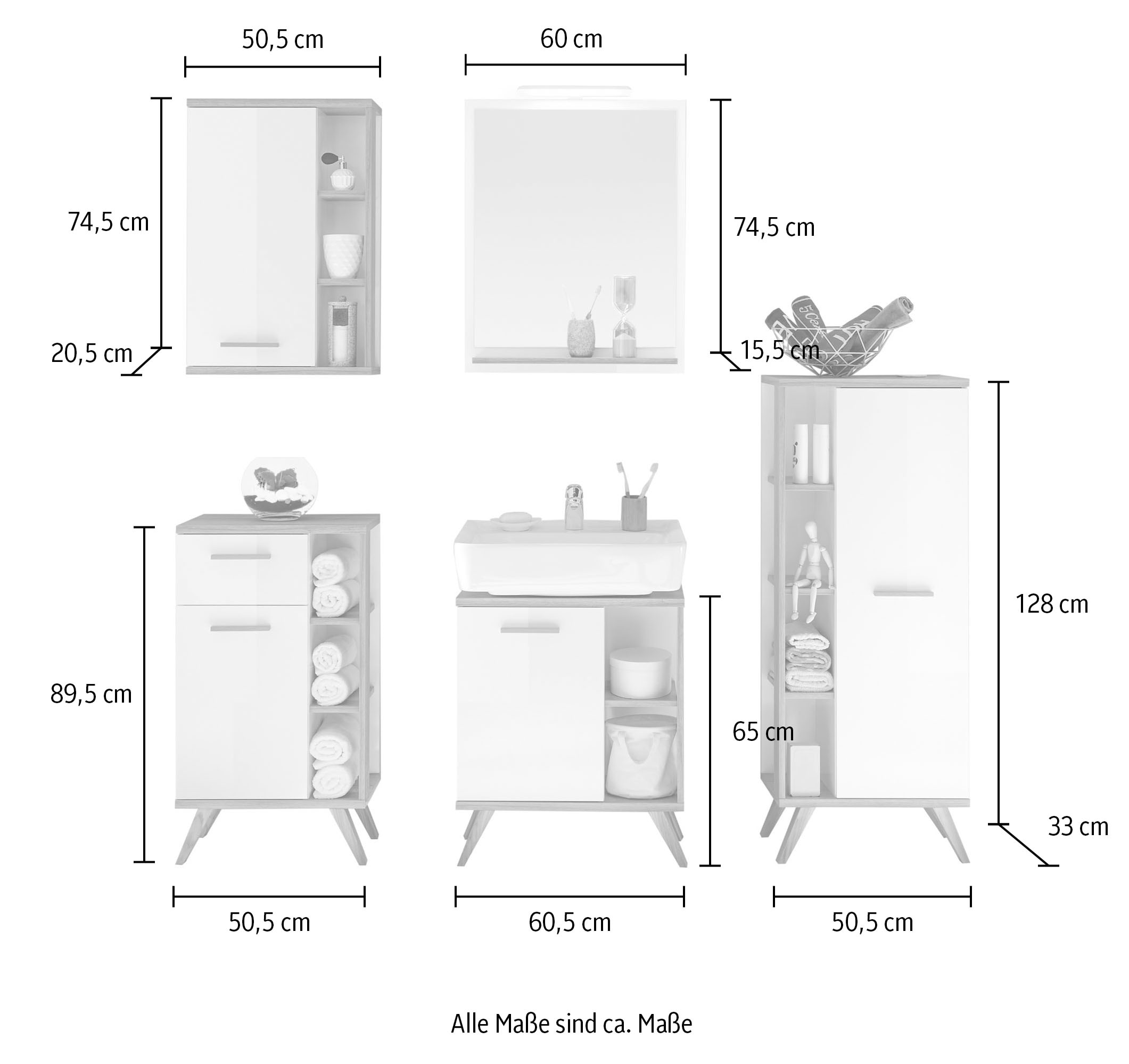 Saphir Badmöbel-Set »6-teilig, mit Soft-Close Türen« 6 Stk. tlg.