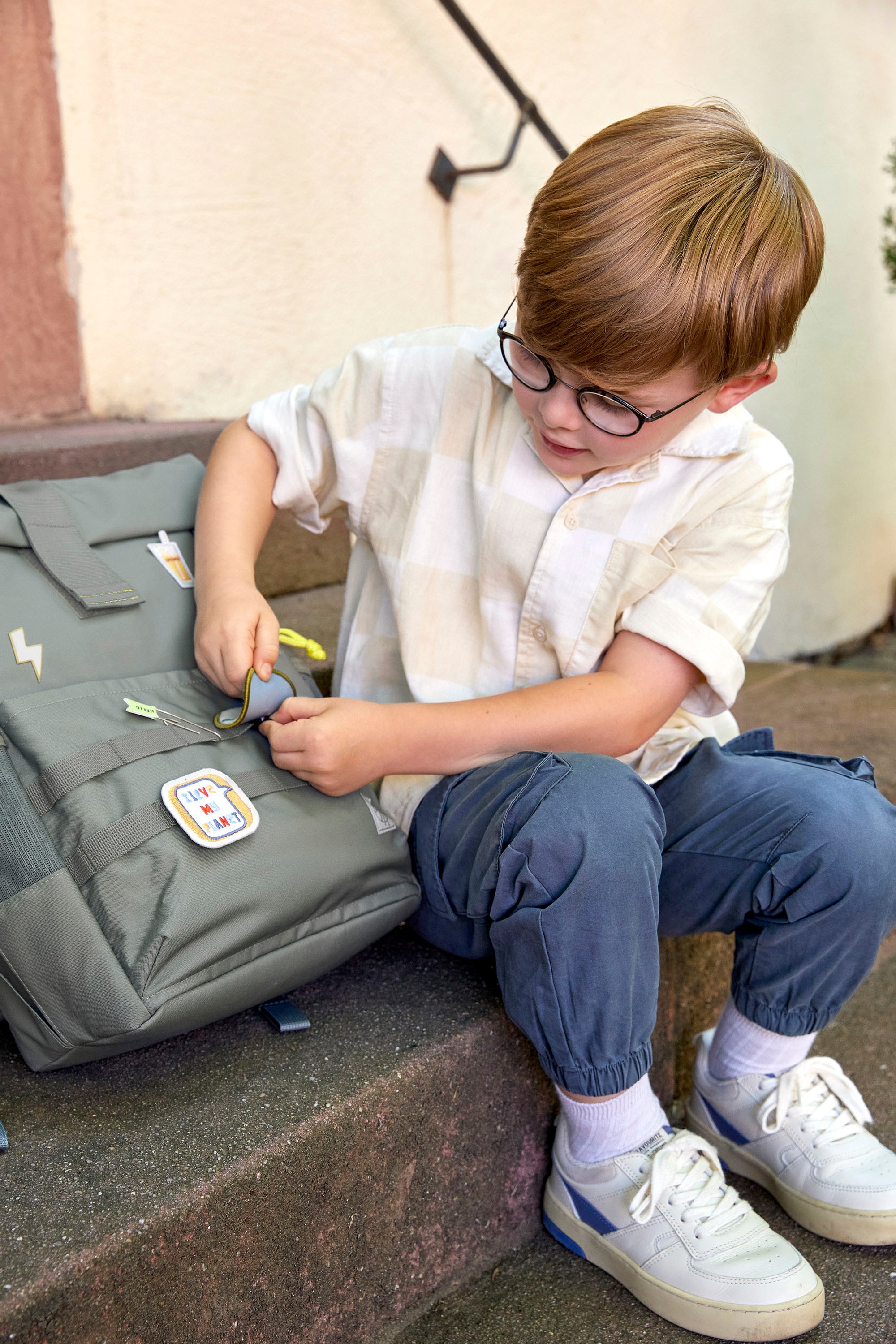 LÄSSIG Kinderrucksack »Medium Rolltop Backpack, Green«, Reflektoren, aus recycelten PET-Flaschen