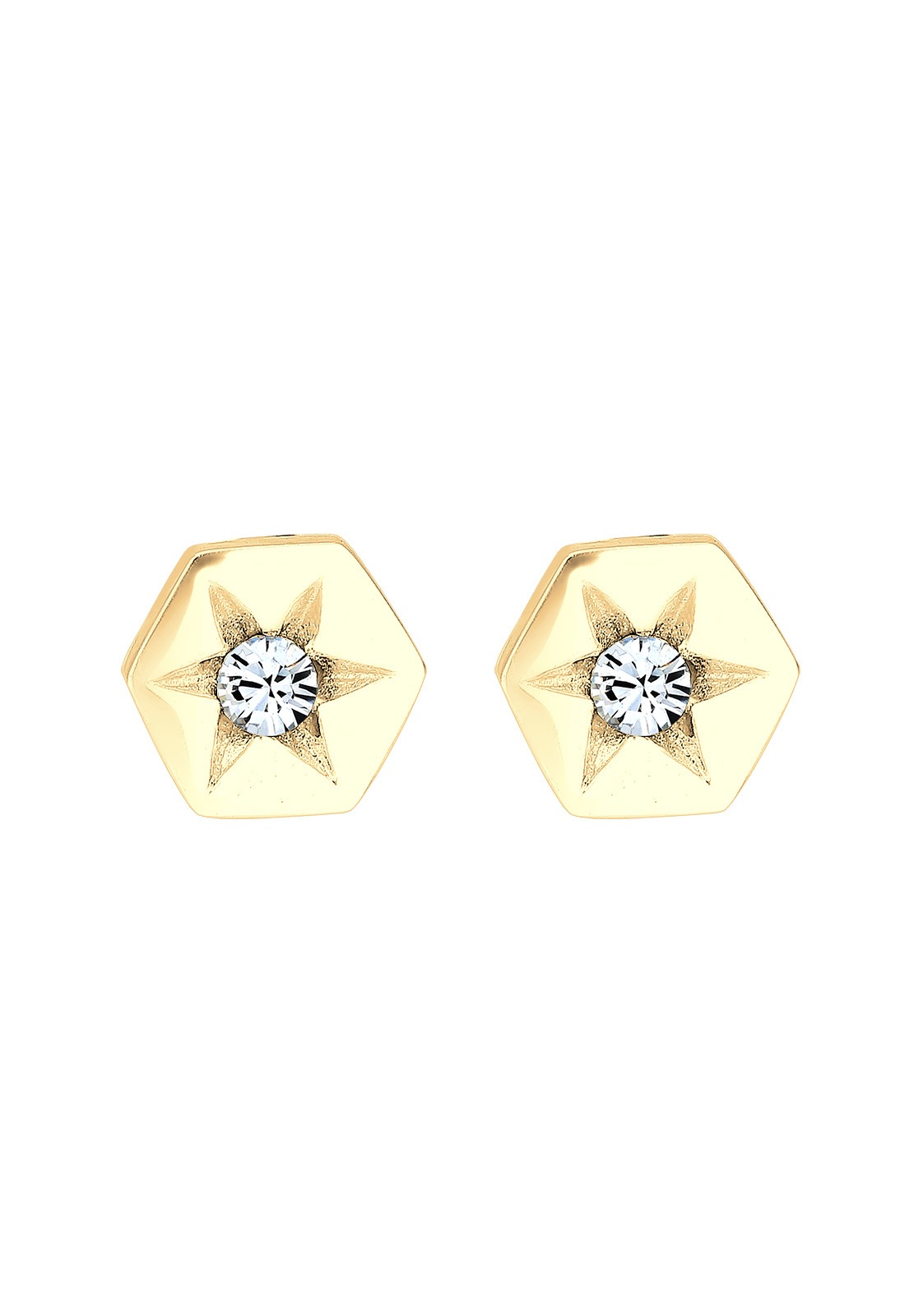 Elli Paar Ohrstecker »Ohrringe Ohrstecker Hexagon Stern Weiß 925 Sterling Silber, mit Kristallen von Swarovski®«