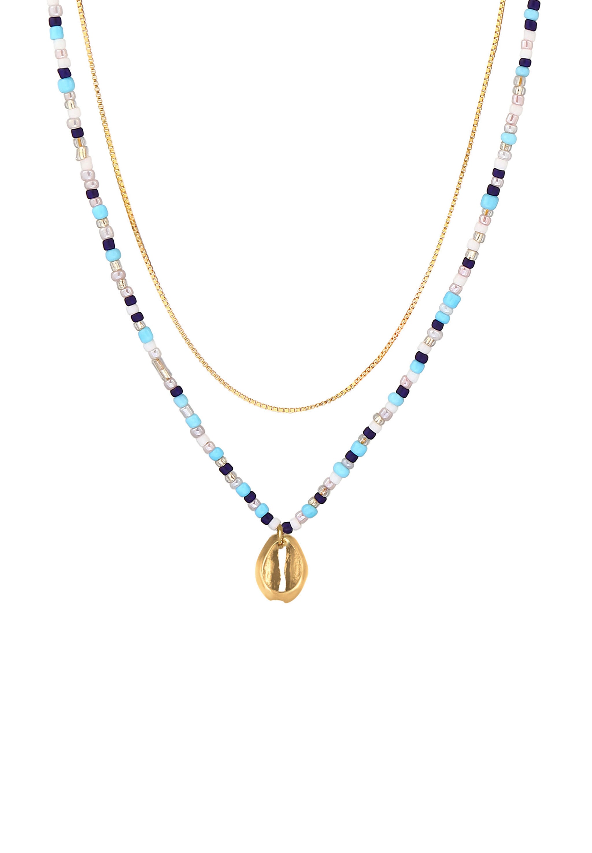 Elli Choker »Halskette Muschel Glas Beads Maritim Bunt 925 Silber«