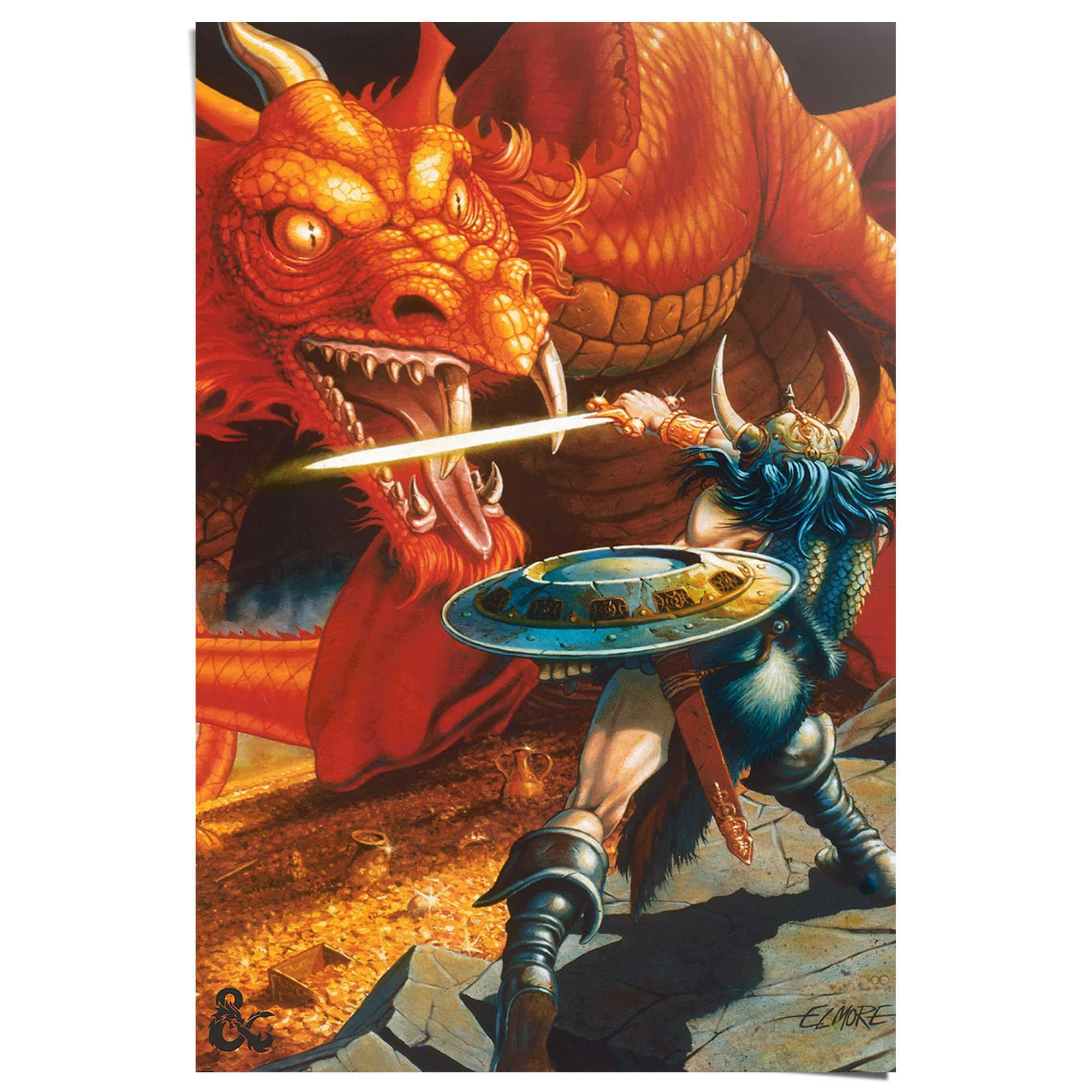 Poster »Dungeons & Dragons - classic red dragon battle«
