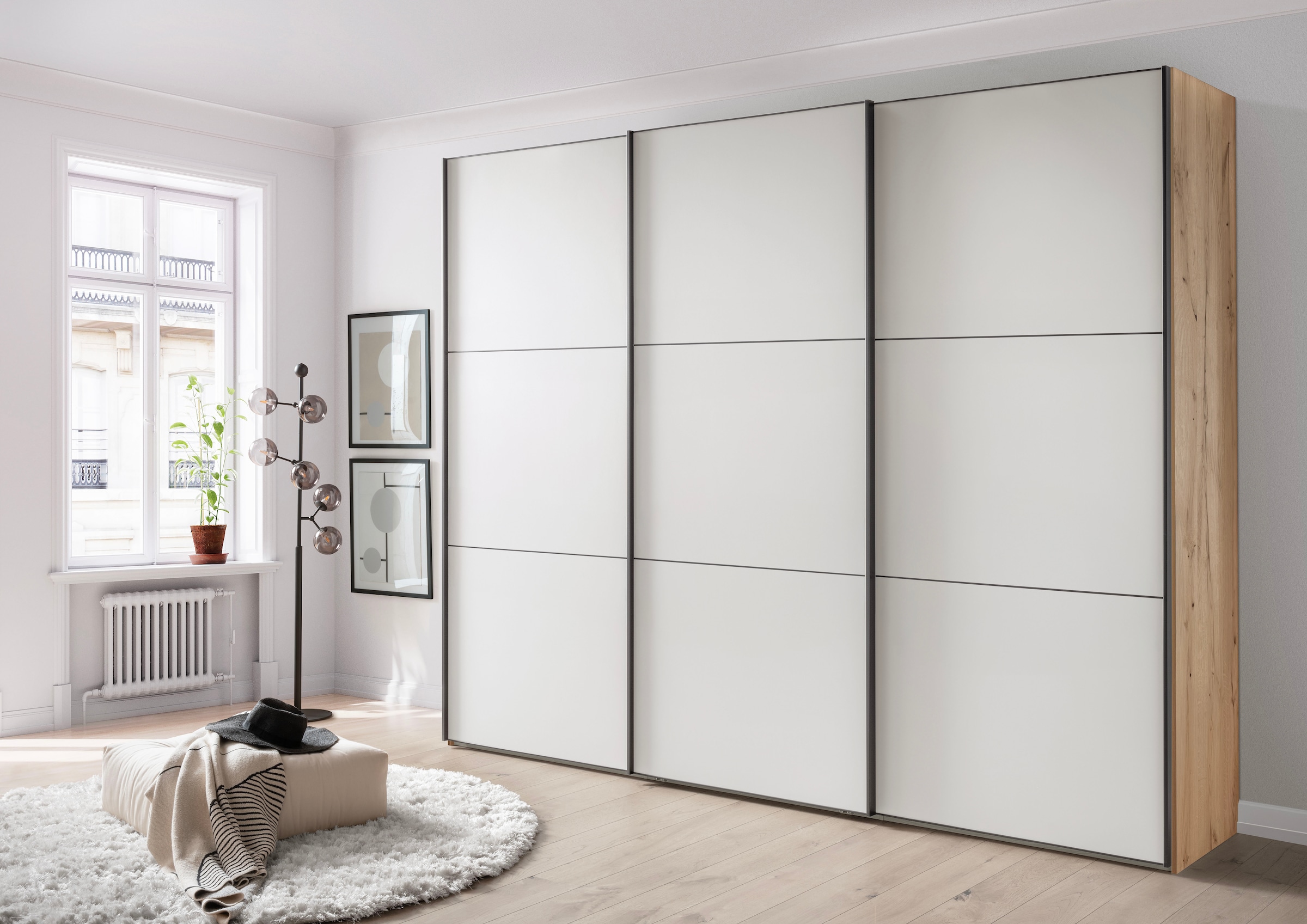 WIEMANN Schwebetürenschrank »Phoenix, Made in Germany, modernes Design, Highlight, Blickfang« Viele Farbkombinationen, in 4 Breiten und in 2 Höhen erhältlich,  maximaler Staurraum, inkl.Einlegeböden, Wäscheböden u. Dämpfer