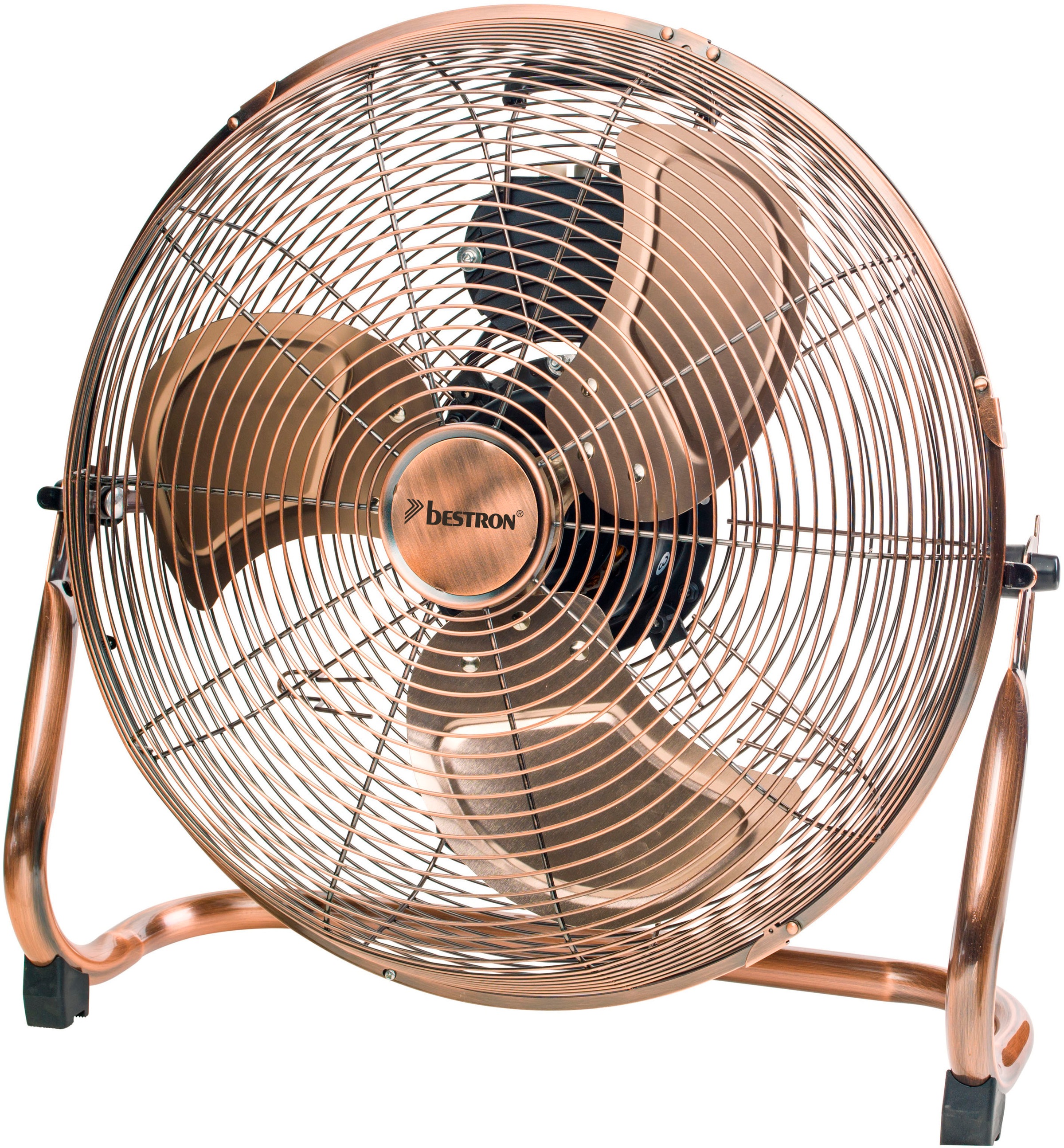 bestron Bodenventilator »im Retro-Stil«, Windmaschine mit 3 Geschwindigkeitsstufen & stufenlos neigbarem Ventilatorkopf, Höhe: 47 cm, Ø 45 cm, 100 W, Kupfer