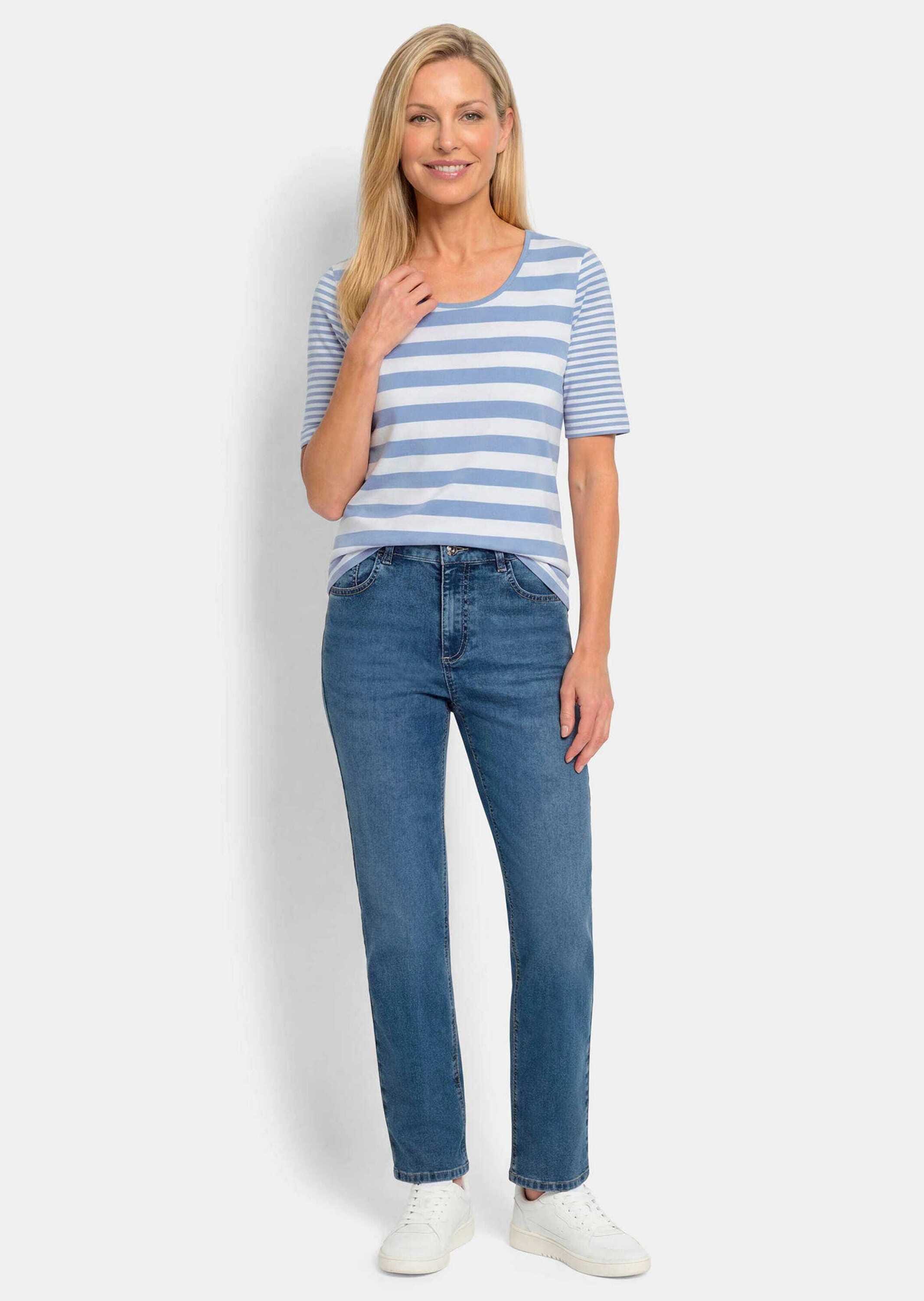 GOLDNER Kurzarmshirt »Streifenshirt aus softer Baumwollmischung« stretchbequemer Viskosejersey