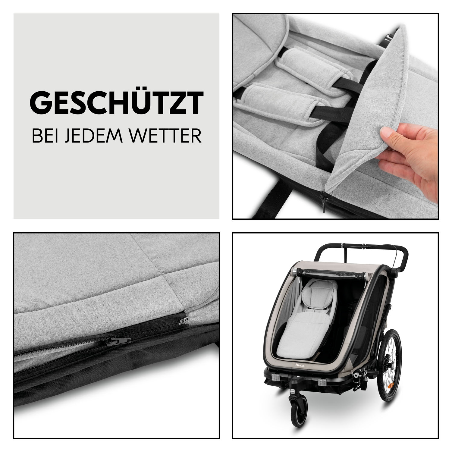 Hauck Fahrradkinderanhänger »Baby Lounger 2 Grey«, mit Beindecke