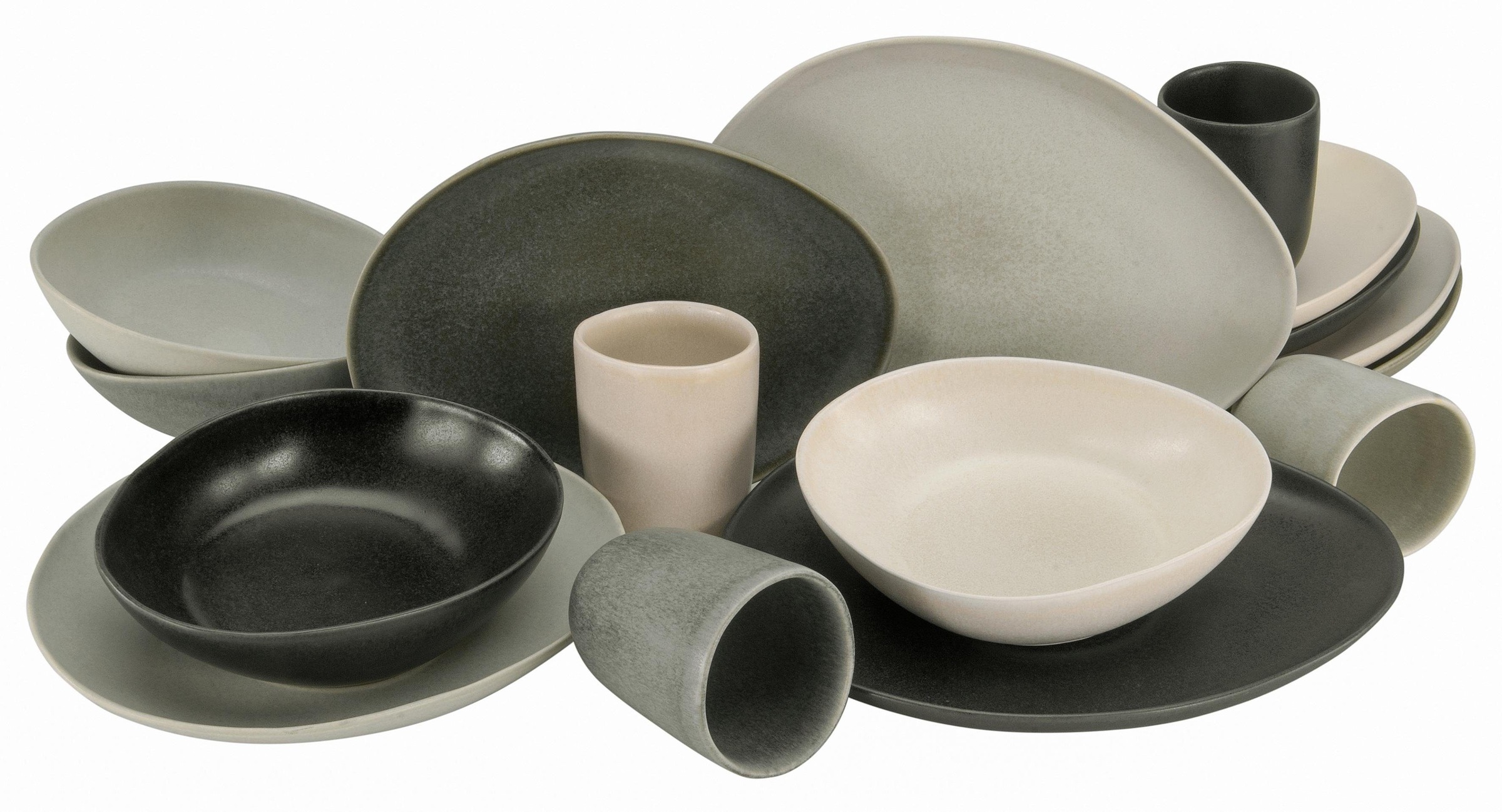 CreaTable Kombiservice »Pietra«, (Set, 16 tlg.), jedes Stück ein Unikat