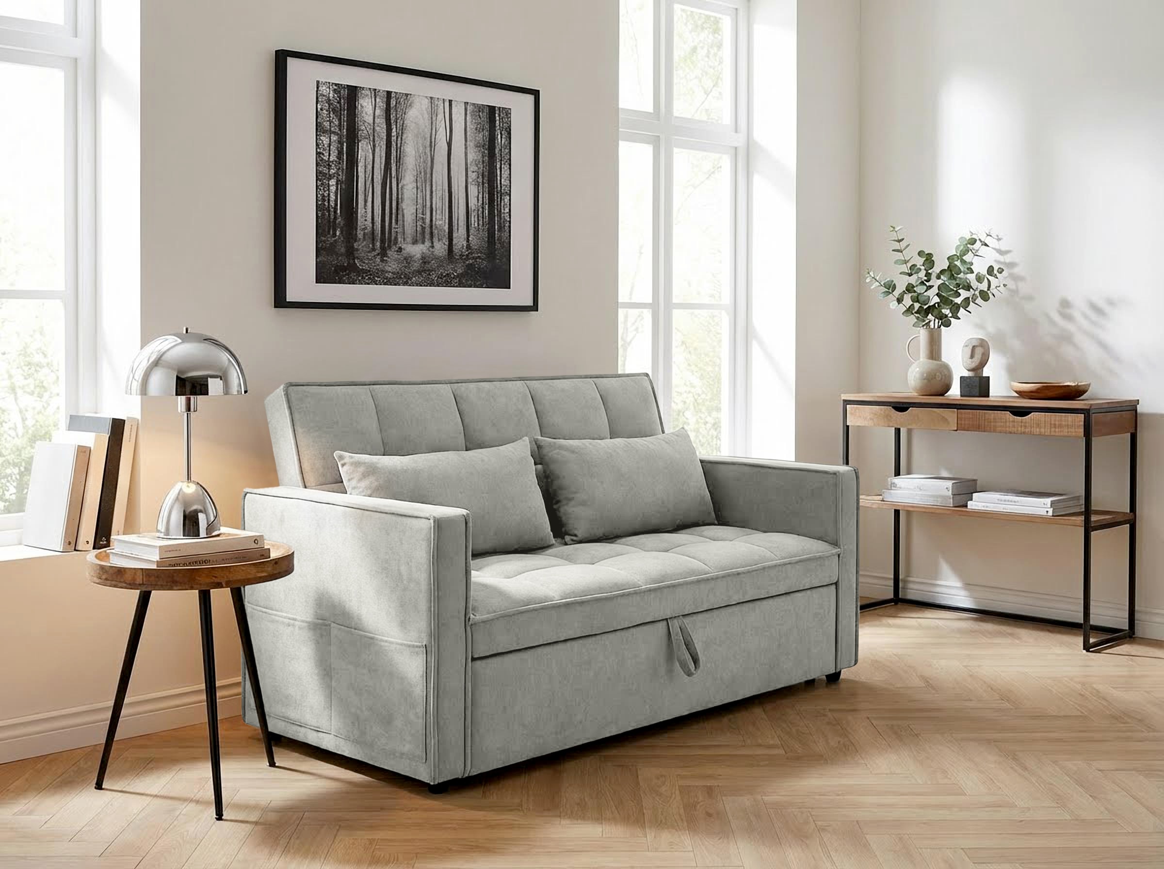 OTTO home Schlafsofa »STEFFO, 159 cm, 2-Sitzer, mit verstellbarer Rückenlehne« Klappmechanismus, Feinstruktur-Bezug, natürliche Farben