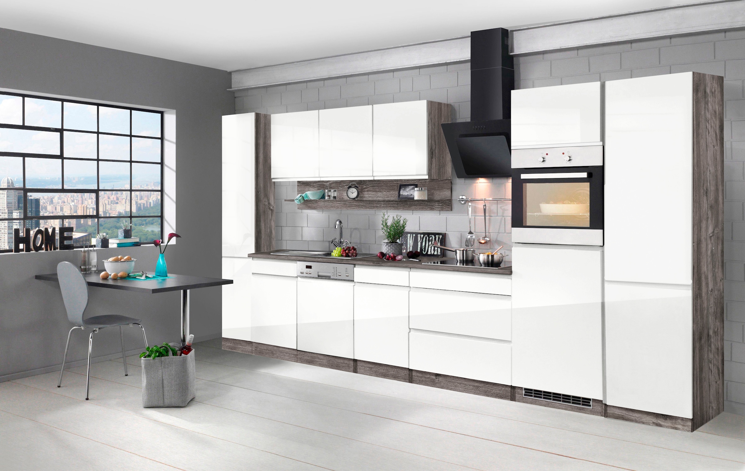 KOCHSTATION Küchenzeile »KS-Virginia« Breite 390 cm, ohne E-Geräte