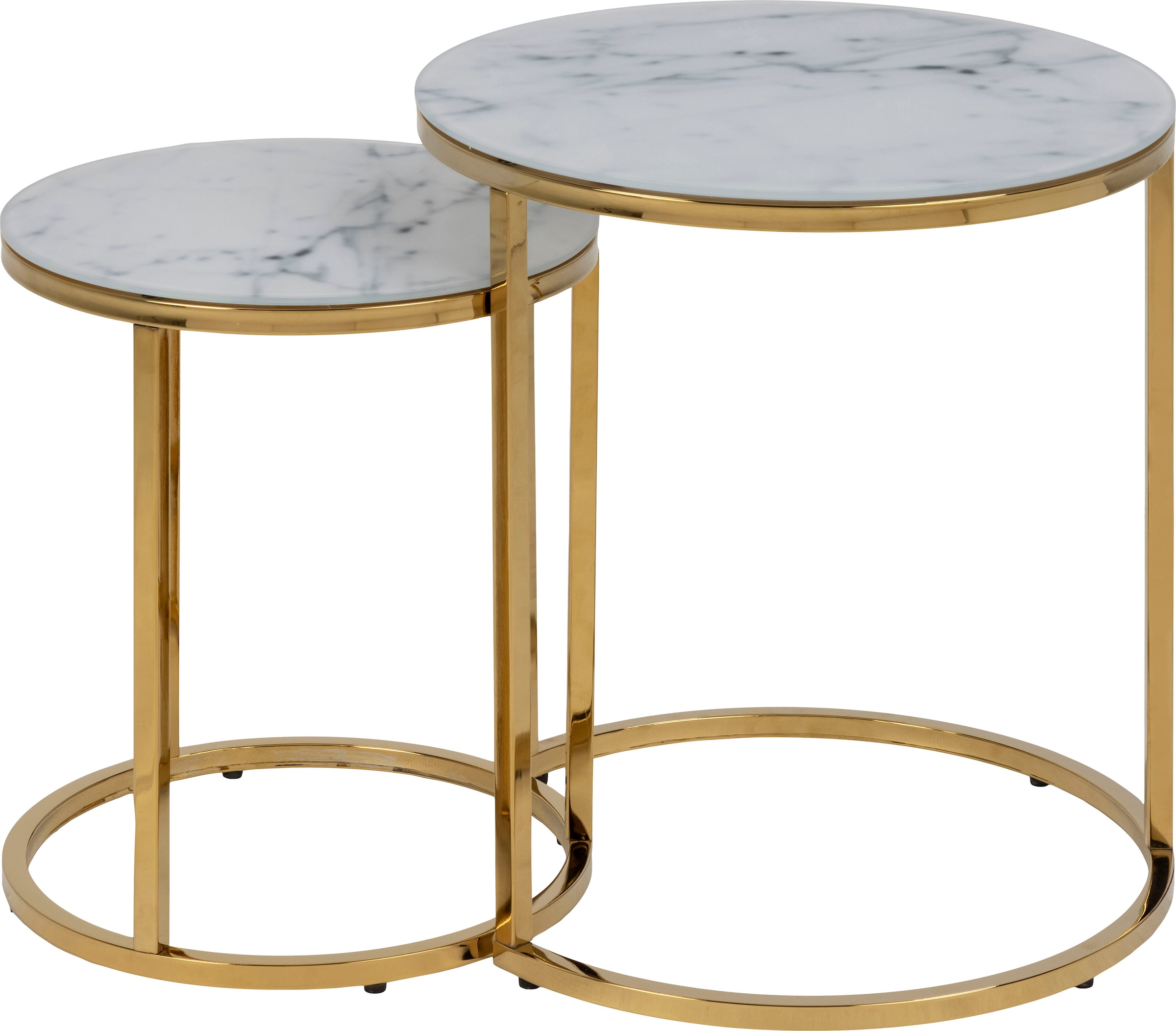 ACTONA GROUP Beistelltisch »Alina«, Gestell OTTO Tischsatz, bei 2 Tische kaufen Ø45/H50 Chrom Glasplatte, (2 und St.), Ø35/H42cm