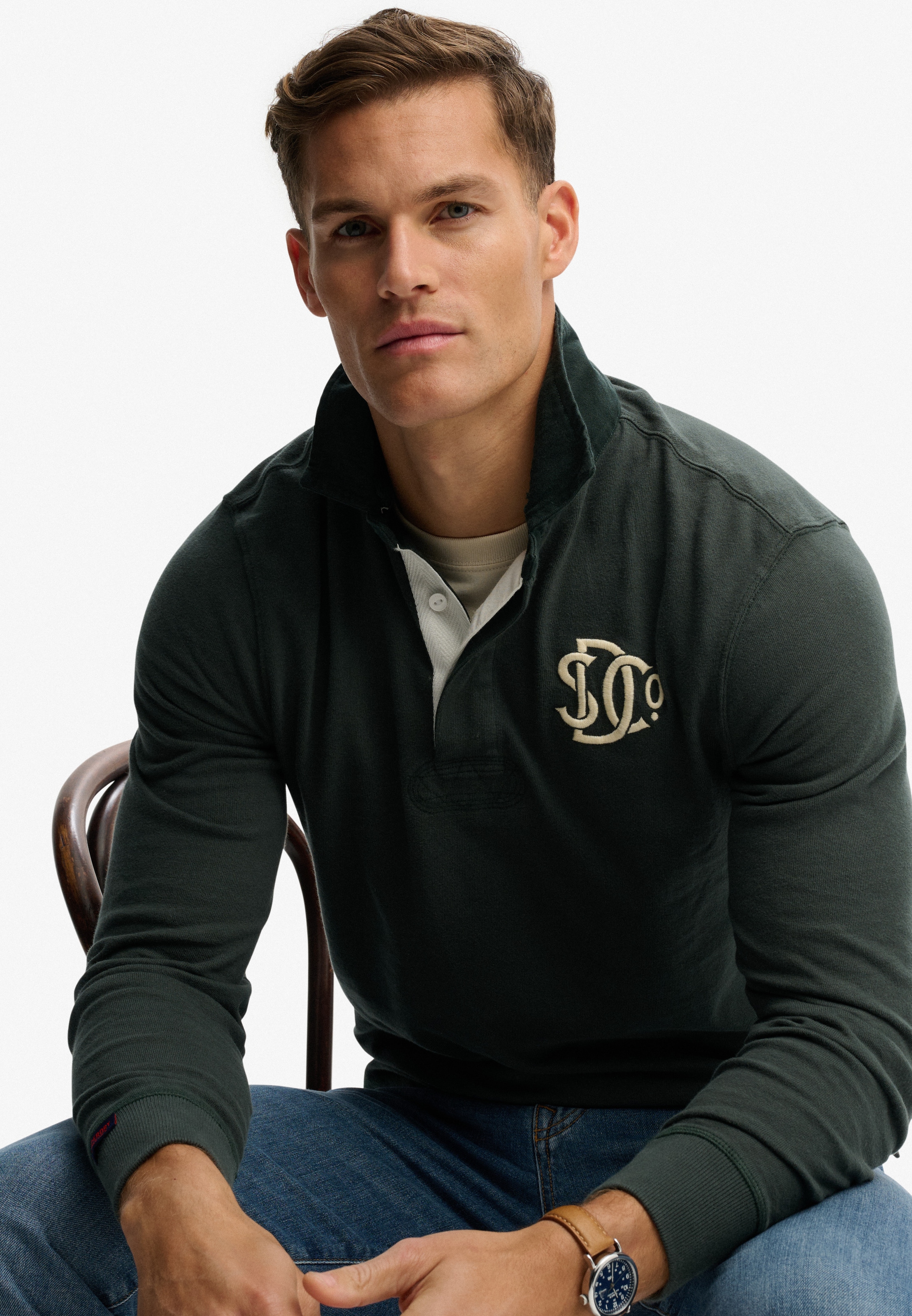 Superdry Langarmshirt »VINTAGE ATHLETIC RUGBY« Baumwolle, relaxed fit