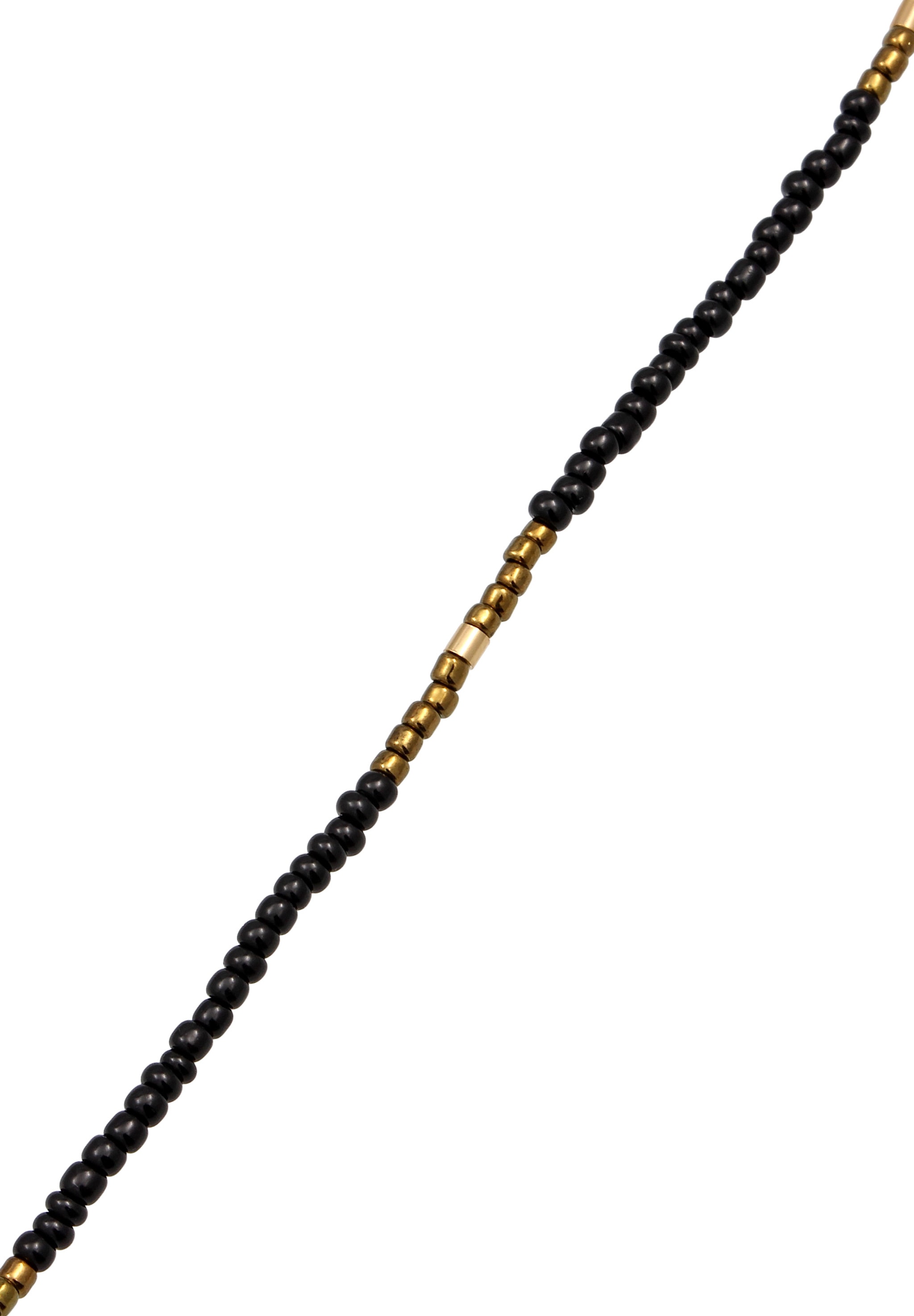 Kuzzoi Silberkette »Halskette Glas Beads Schwarz 925 Sterling Silber vergoldet«