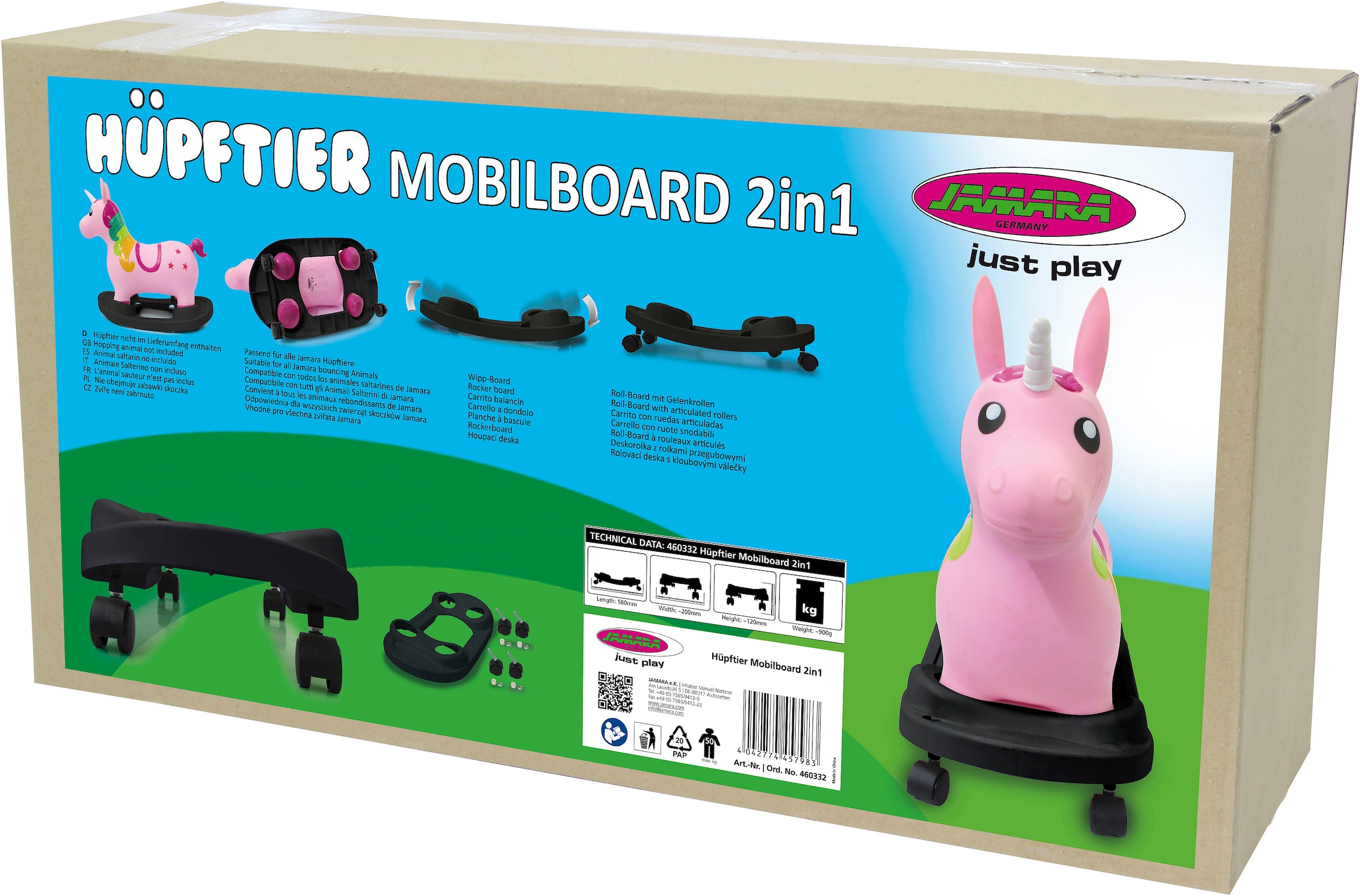 Jamara Hüpftier »Mobil Board 2in1«, als Ergänzung für Hüpftier; mit Roll- und Schaukelfunktion