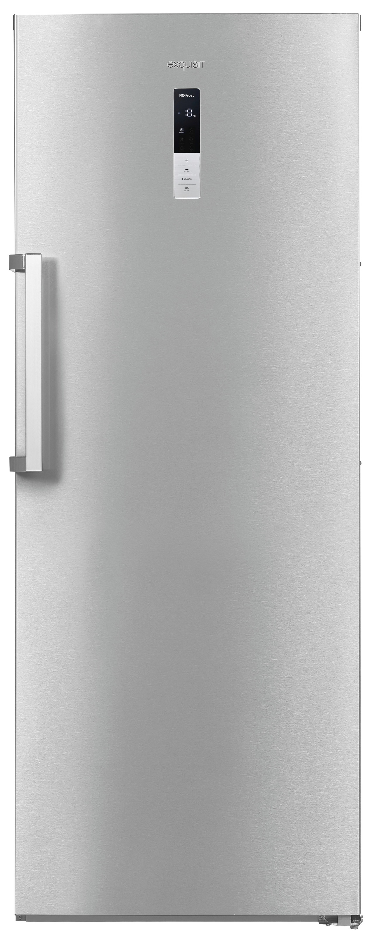 exquisit Gefrierschrank »GS380-NF-H-050D inoxlook«, 185,5 cm hoch, 71 cm breit, Türanschlag wechselbar