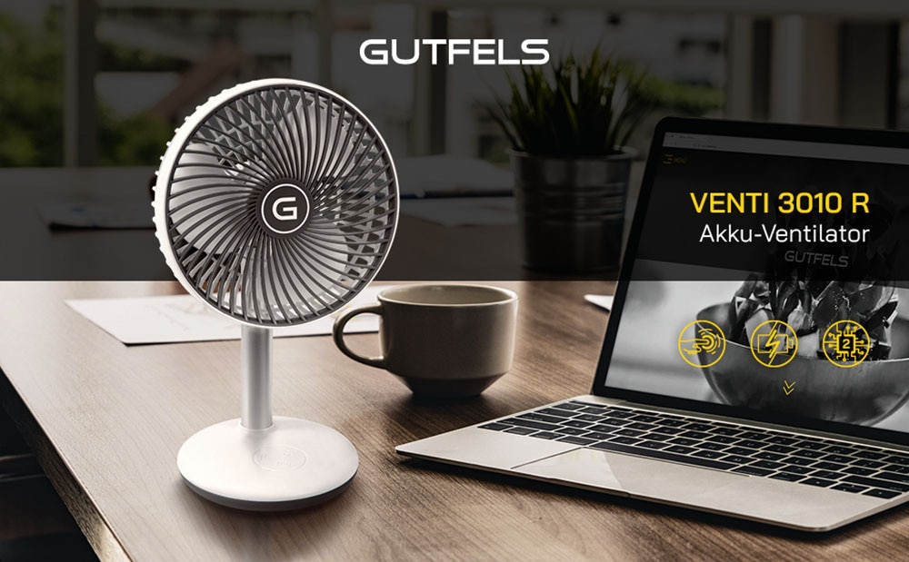 Gutfels Tischventilator »»VENTI 3010 R«« 15 cm Durchmesser kompakt, mit Touch- Bedienung und eine Laufzeit von 12 h