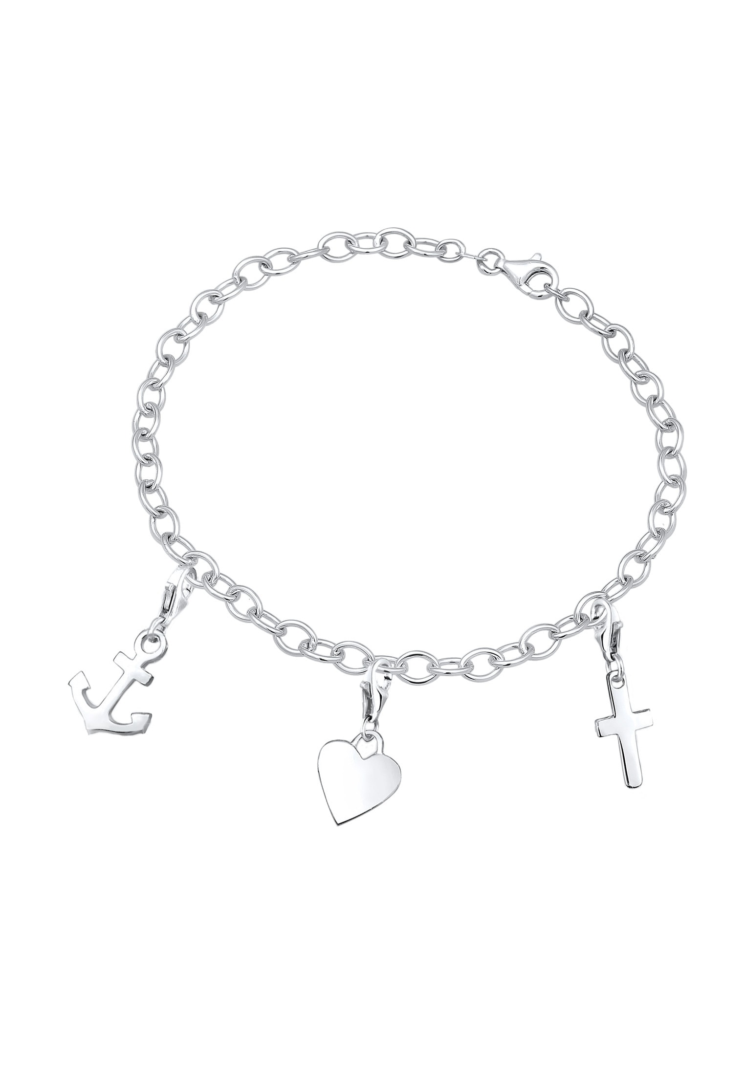 Elli Bettelarmband »Armband Anker Herz Kreuz 925 Sterling Silber«