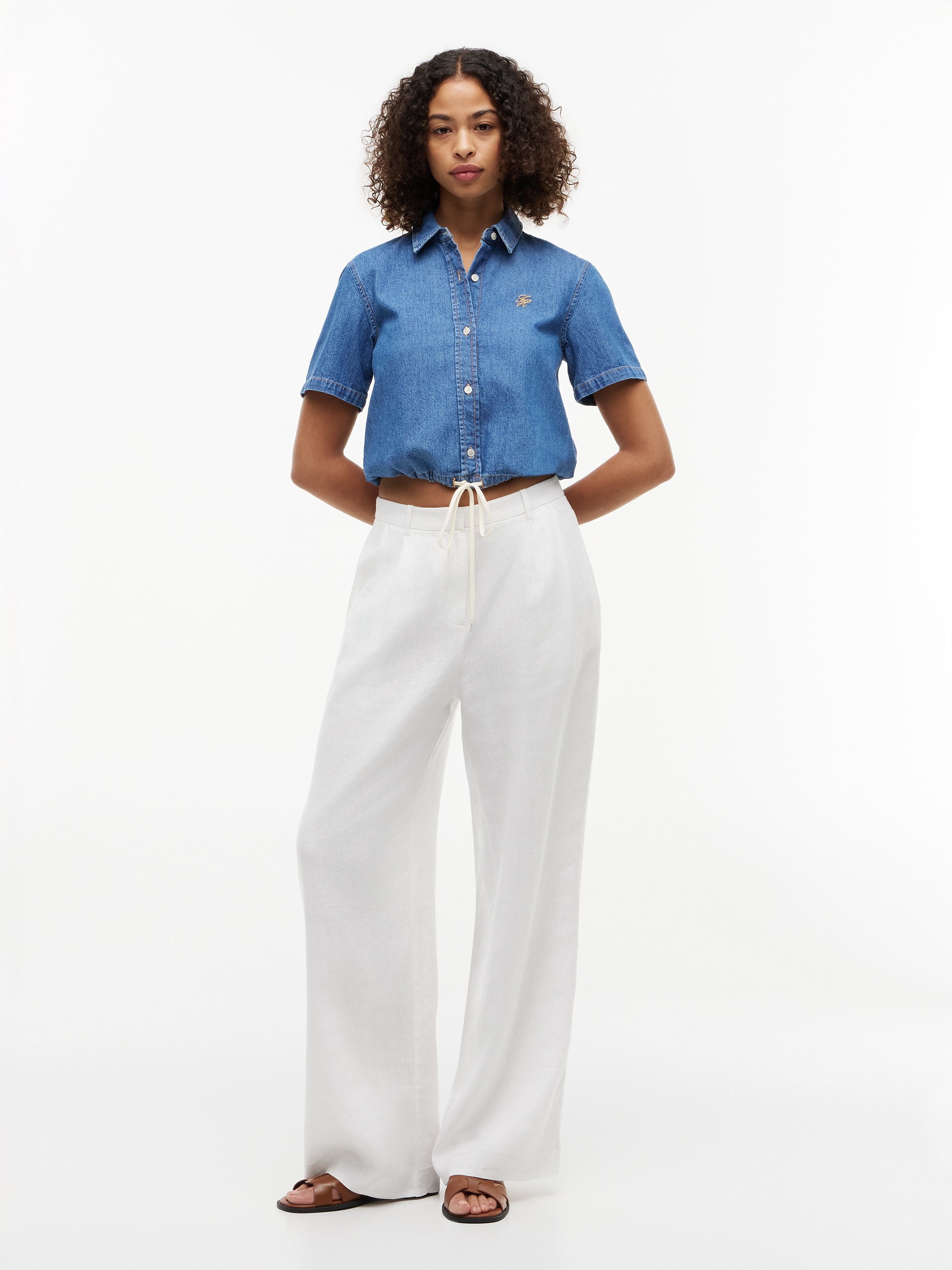 Tommy Hilfiger Jeansbluse »BOXY TIE SHIRT MIA SS« Baumwolle